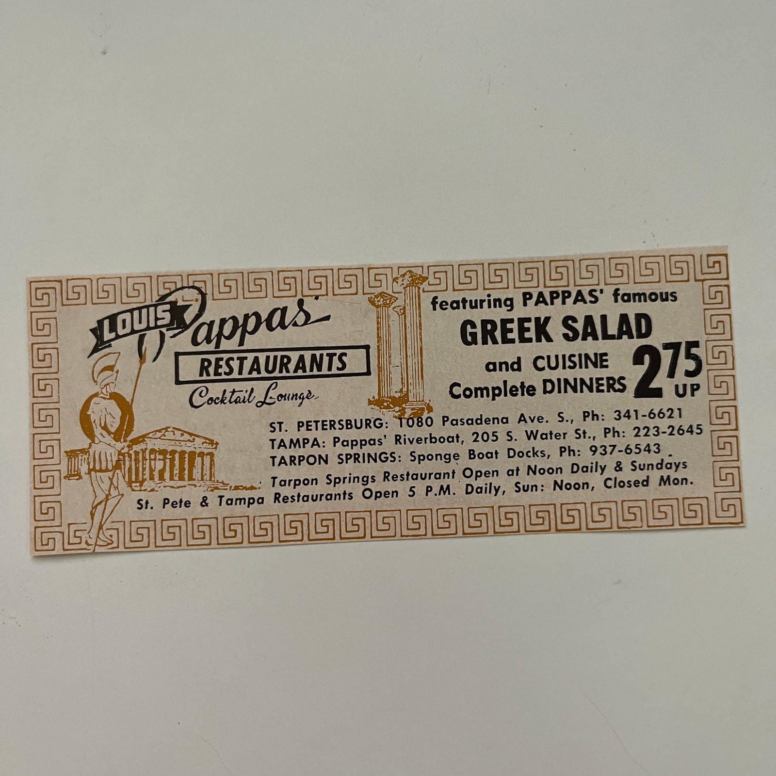 Louis Pappas Restaurants Cocktail Lounge St. Petersburg 1968 Florida Ad SAH4-M4