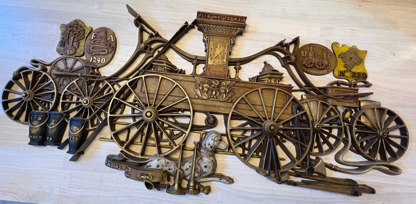 Vintage 1970s 39”x18” Burwood Fire Engine Truck, Dalmatian 3DWall Hanging Plaque Vintage 1970s 39”x18” Burwood Fire Engine Truck, Dalmatian 3DWall Hanging Plaque