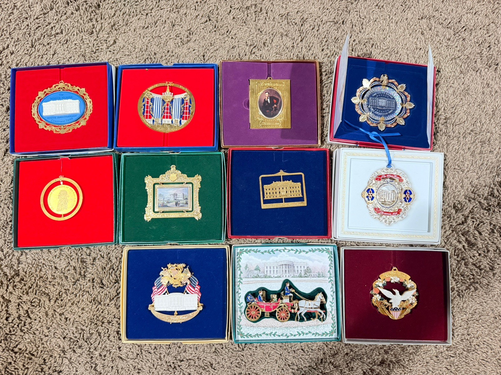 Lot of 11 The White House Historical Association Christmas Ornament