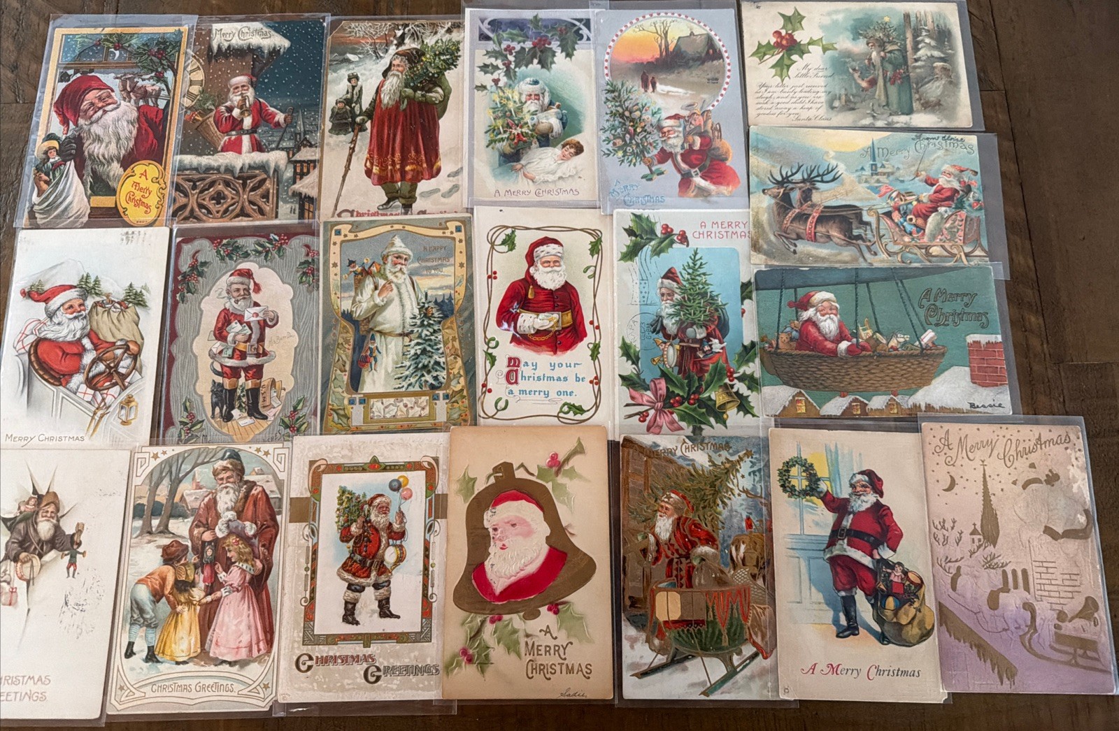 Huge Lot of 20 Antique ~SANTA CLAUS~ Postcards~ DAMAGED- SCRAPBOOK~ CRAFTS
