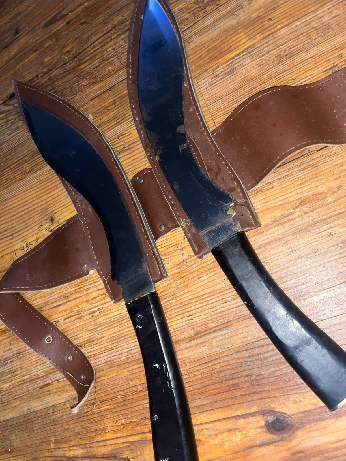 2 X Handmade Stainless Steel Kukri Knife Blade - NOT SHARPENED w/ Sheath Belt 2 X Handmade Stainless Steel Kukri Knife Blade - NOT SHARPENED w/ Sheath Belt