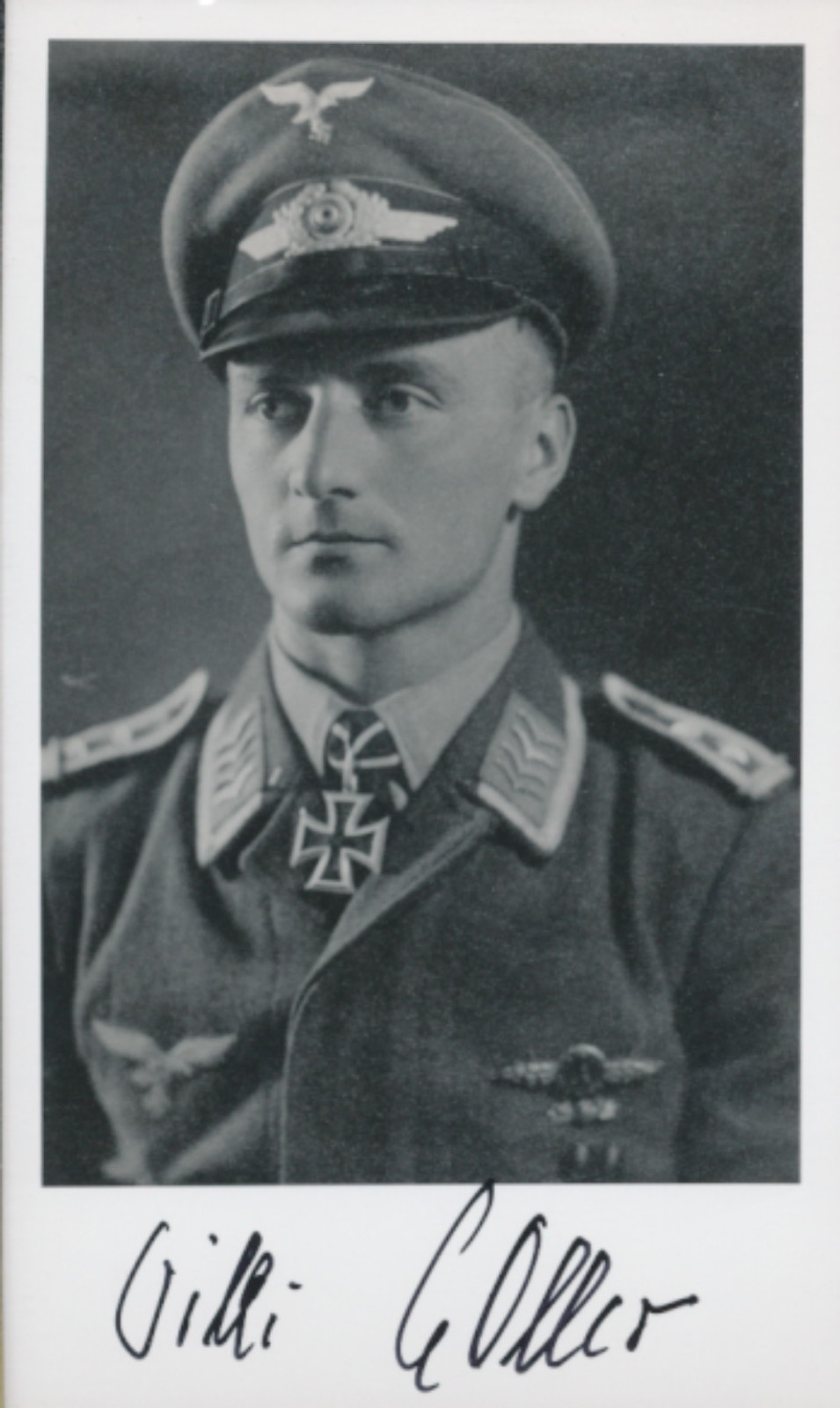 Wilhelm (Willi) Noller signed photo.KC winner.Flew 1058 missions.Killed 86 tanks