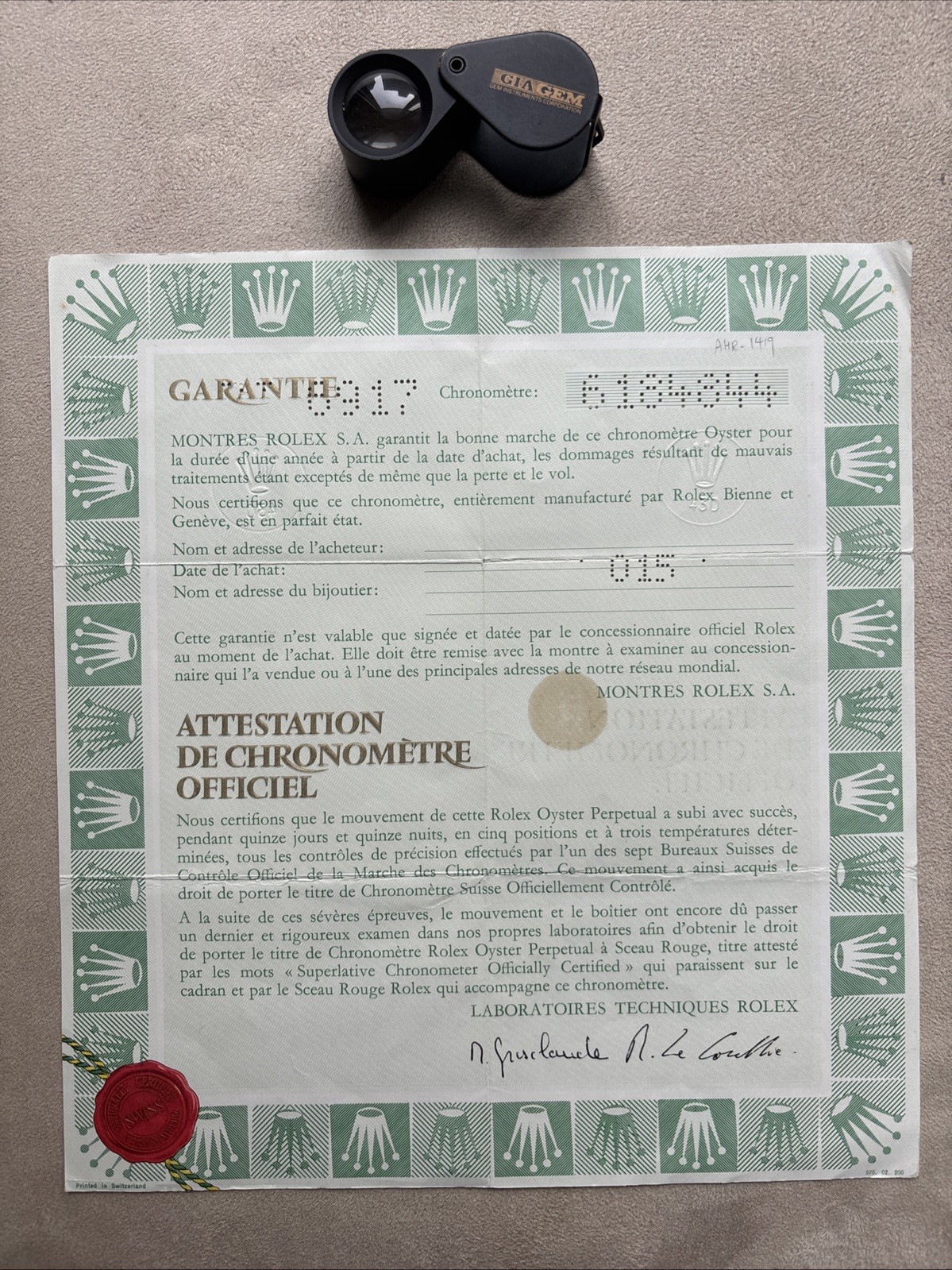 Vintage Collectible Rolex Paperwork - C. 1979-1981 - Ref 6917 Vintage Collectible Rolex Paperwork - C. 1979-1981 - Ref 6917
