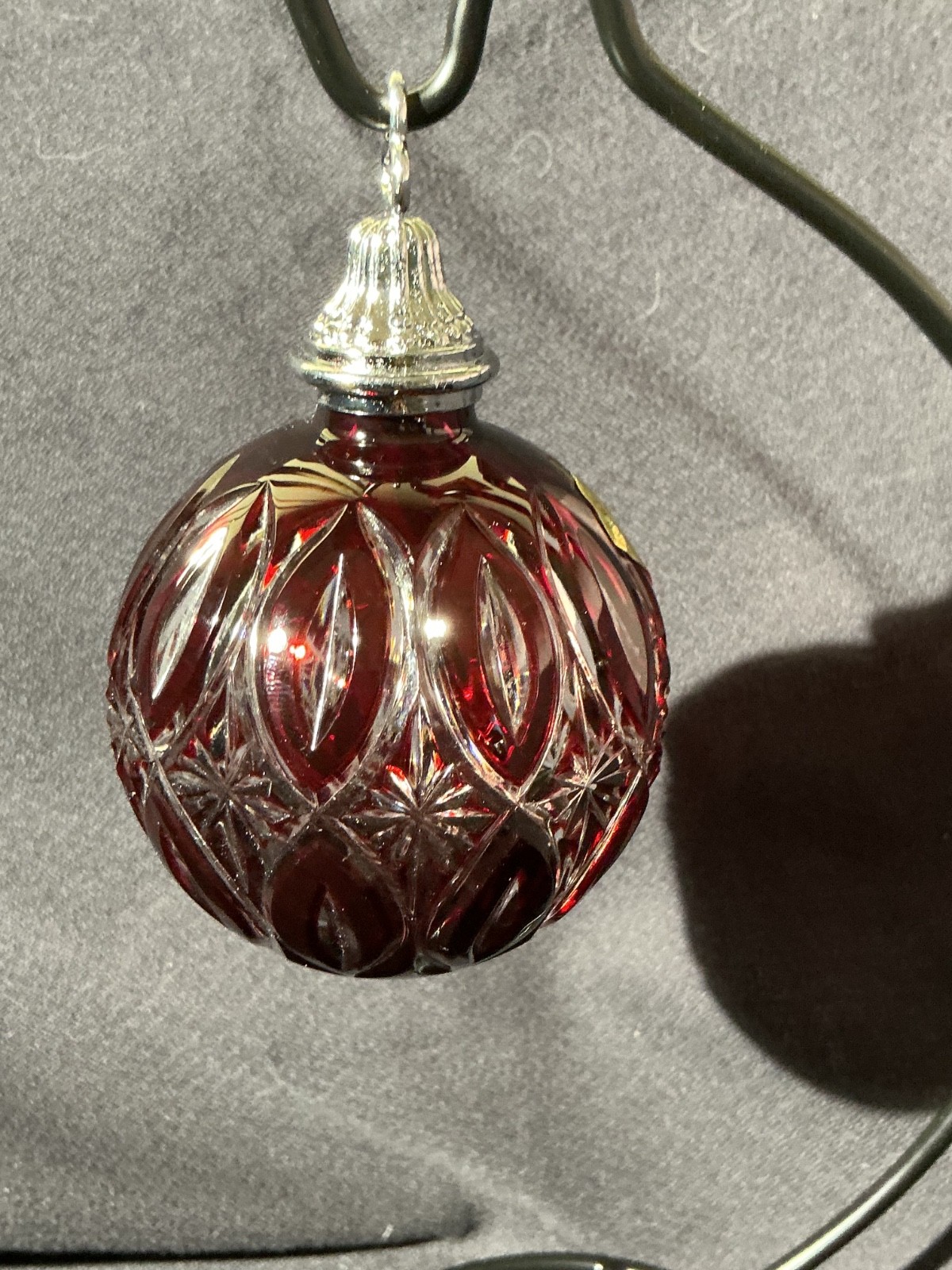 Waterford Cut Crystal Red Cased Ball Ornament
