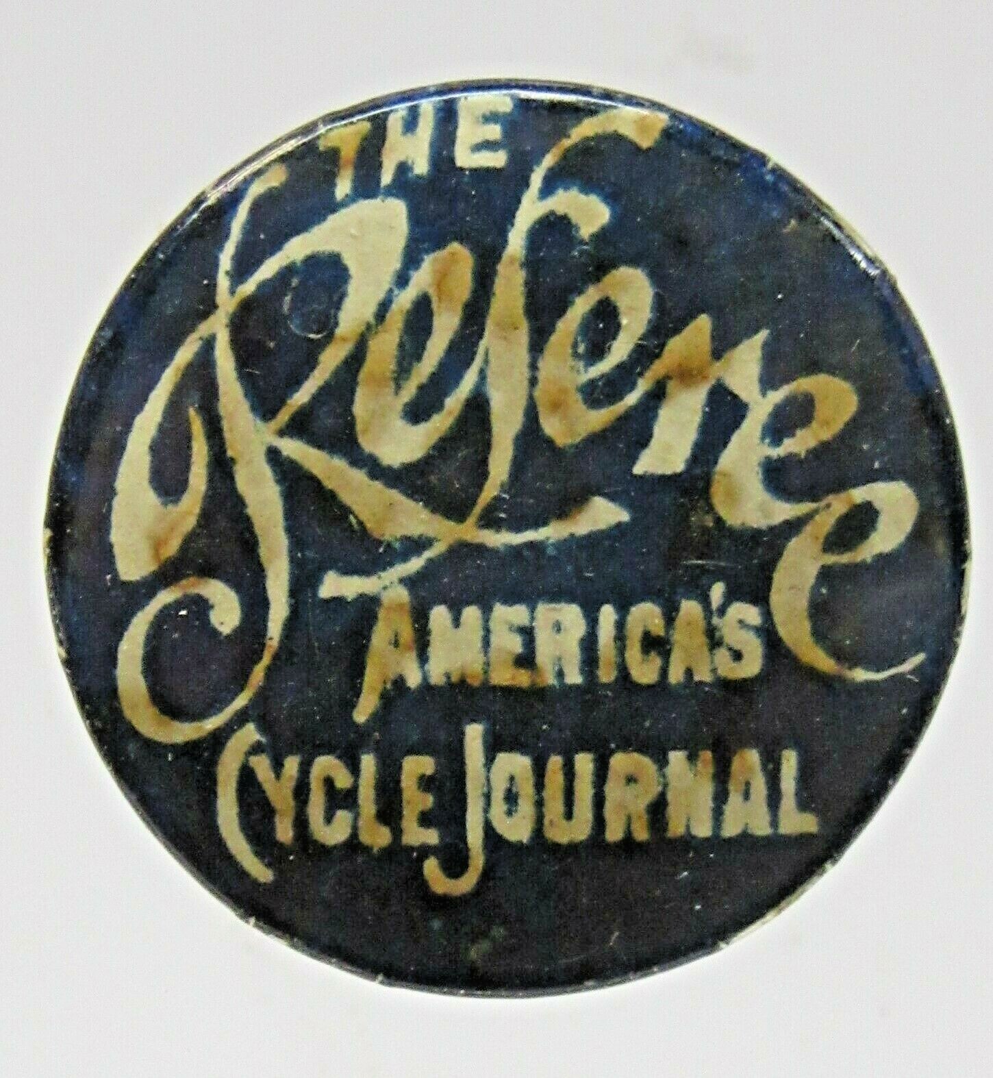 c.1896 THE REFEREE AMERICAS CYCLE JOURNAL Bicycle lapel stud cycling SPOTTING ^