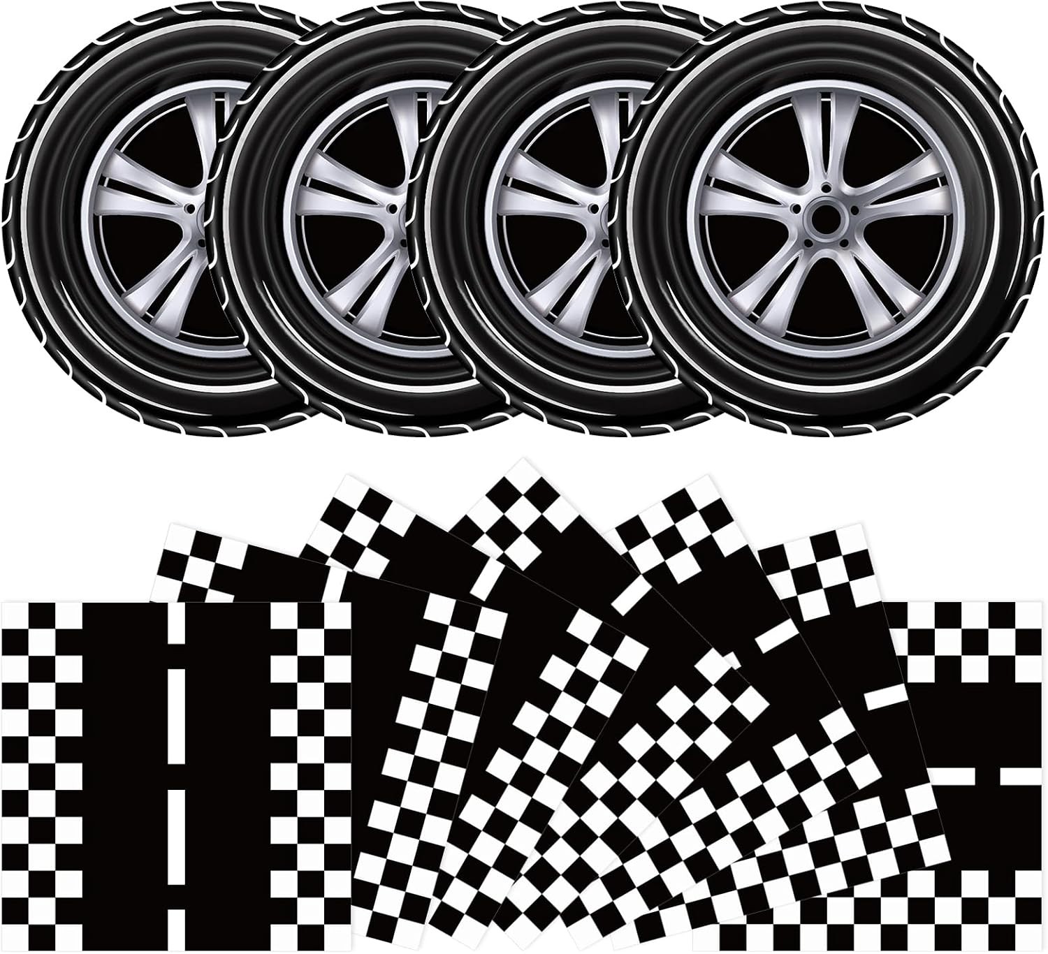 Large 9 Inch Party Plates, 40 Pcs Race Car Plates and Napkins Set