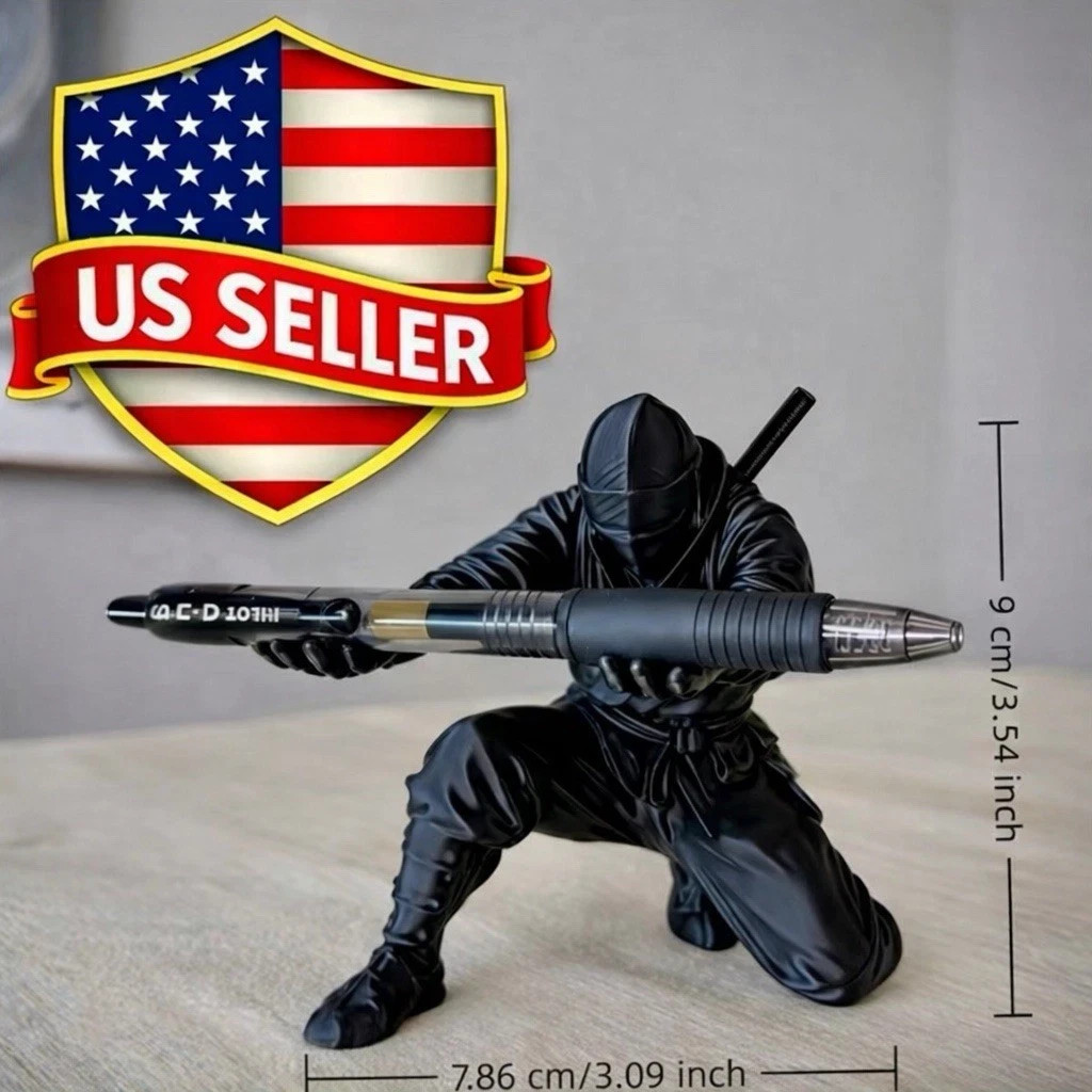 Ninja Pen Holder Desk Samurai Figurine