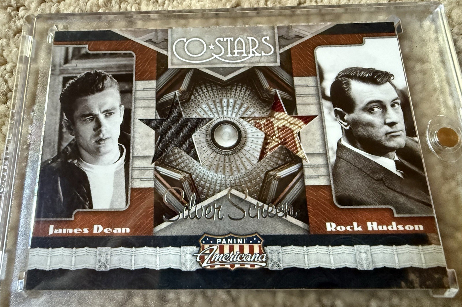 2011 Rock Hudson James Dean Panini Americana Movie Worn Swatches #1/3. Only 3 2011 Rock Hudson James Dean Panini Americana Movie Worn Swatches #1/3. Only 3