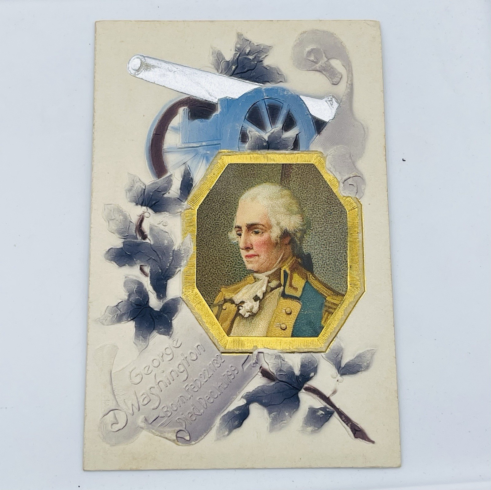 Vintage Postcard George Washington Canon Embossed 