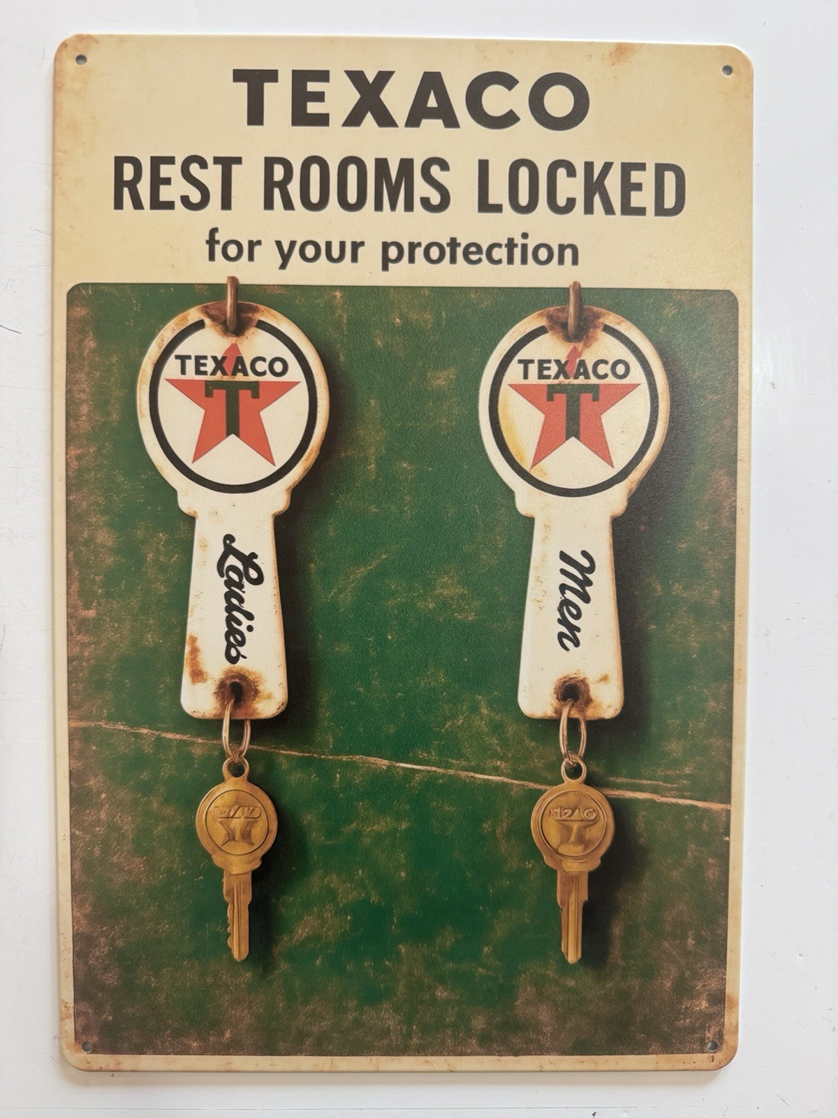 Texaco Gasoline Gas & Oil Sign - Texas Fuel Company - Vintage Restrooms