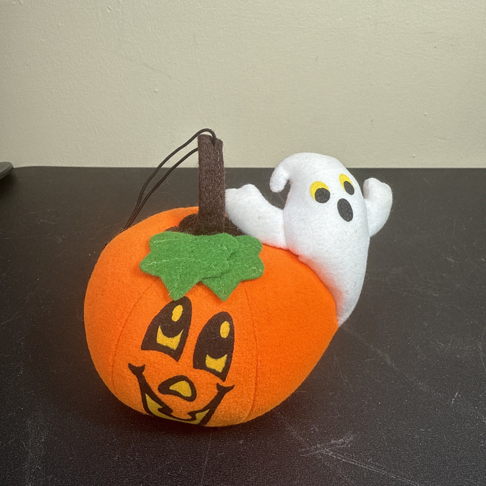 VTG Russ Berrie Plush Pumpkin Ghost #1171 Halloween Hanging Decor RARE 1990s