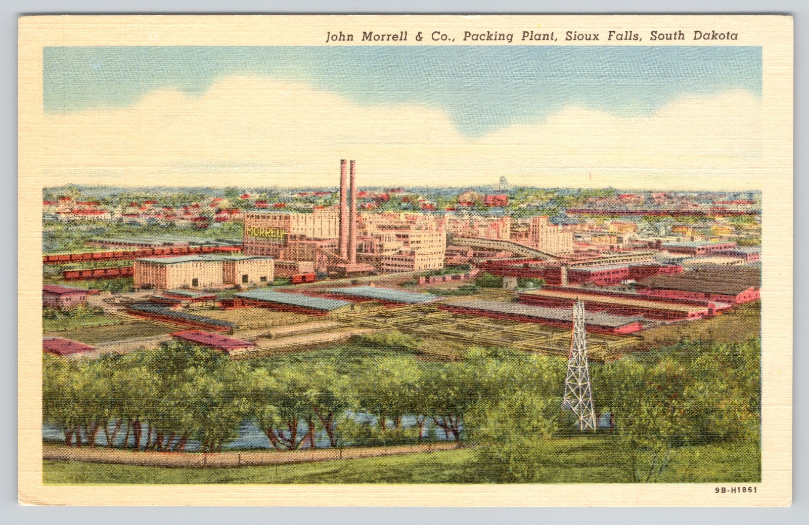 Sioux Falls SD Postcard John Morrell Co Packing Plant Linen Factory View Old Sioux Falls SD Postcard John Morrell Co Packing Plant Linen Factory View Old