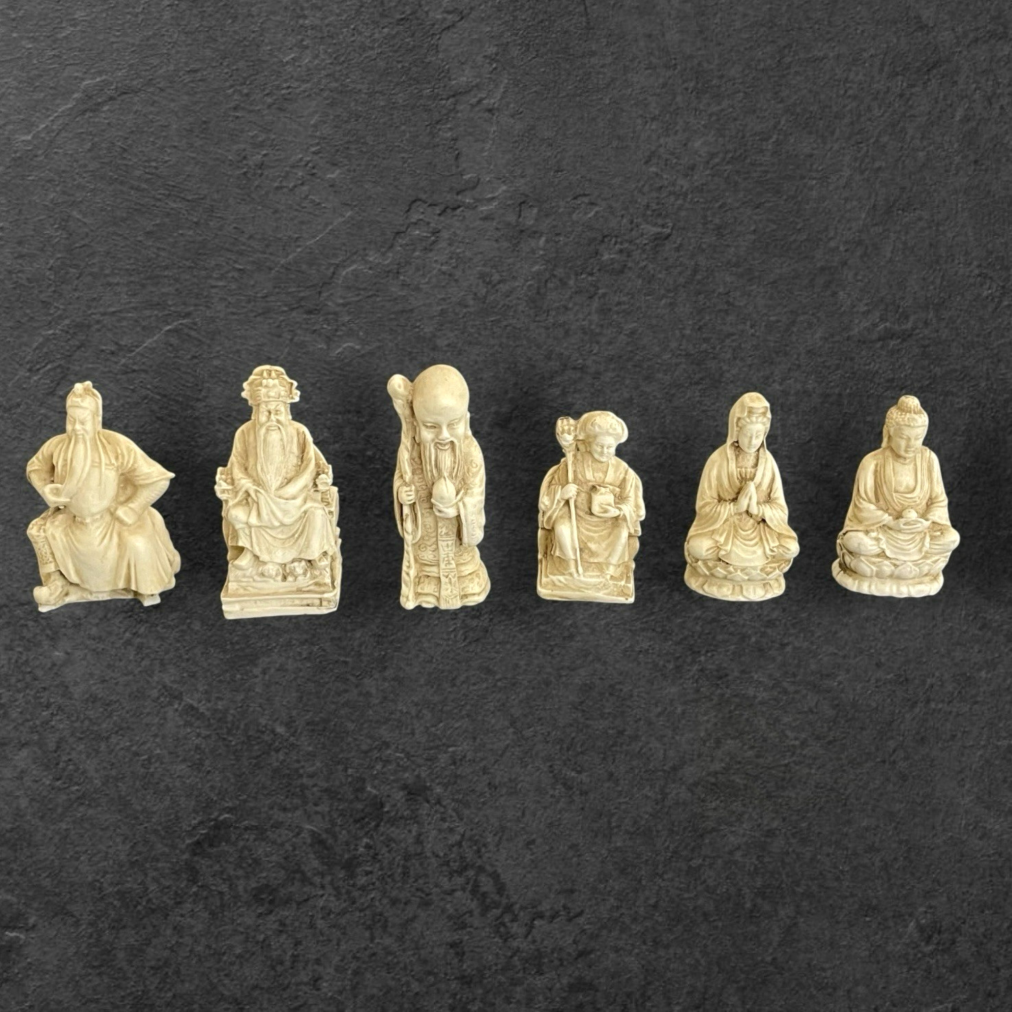 Vintage Chinese Ornate Deity Figurine SET OF 6 Alter Decor Mid Century Artisan Vintage Chinese Ornate Deity Figurine SET OF 6 Alter Decor Mid Century Artisan