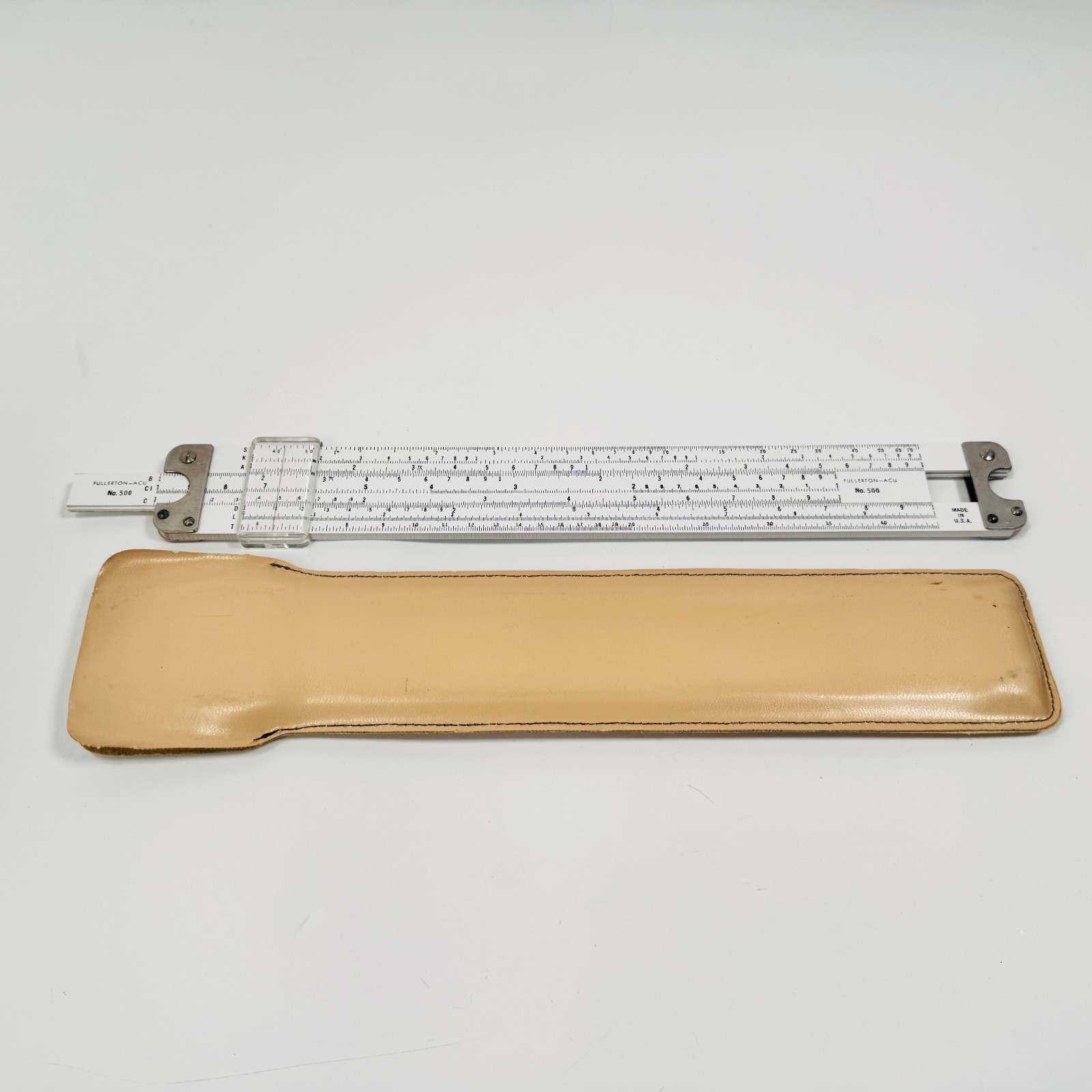 Vintage Fullerton ACU 500 Slide Rule w/ Case USA