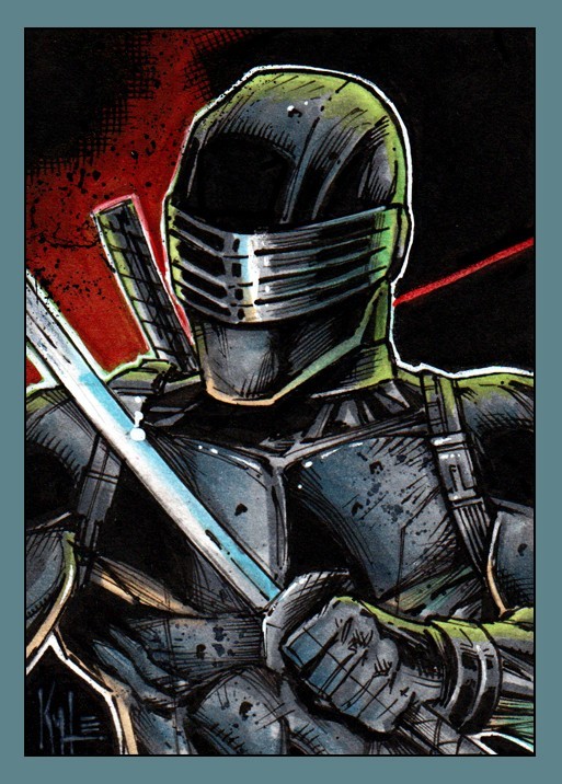 G.I. JOE SNAKE EYES Original Sketch Card Hand Drawn Art By Jim Kyle G.I. JOE SNAKE EYES Original Sketch Card Hand Drawn Art By Jim Kyle