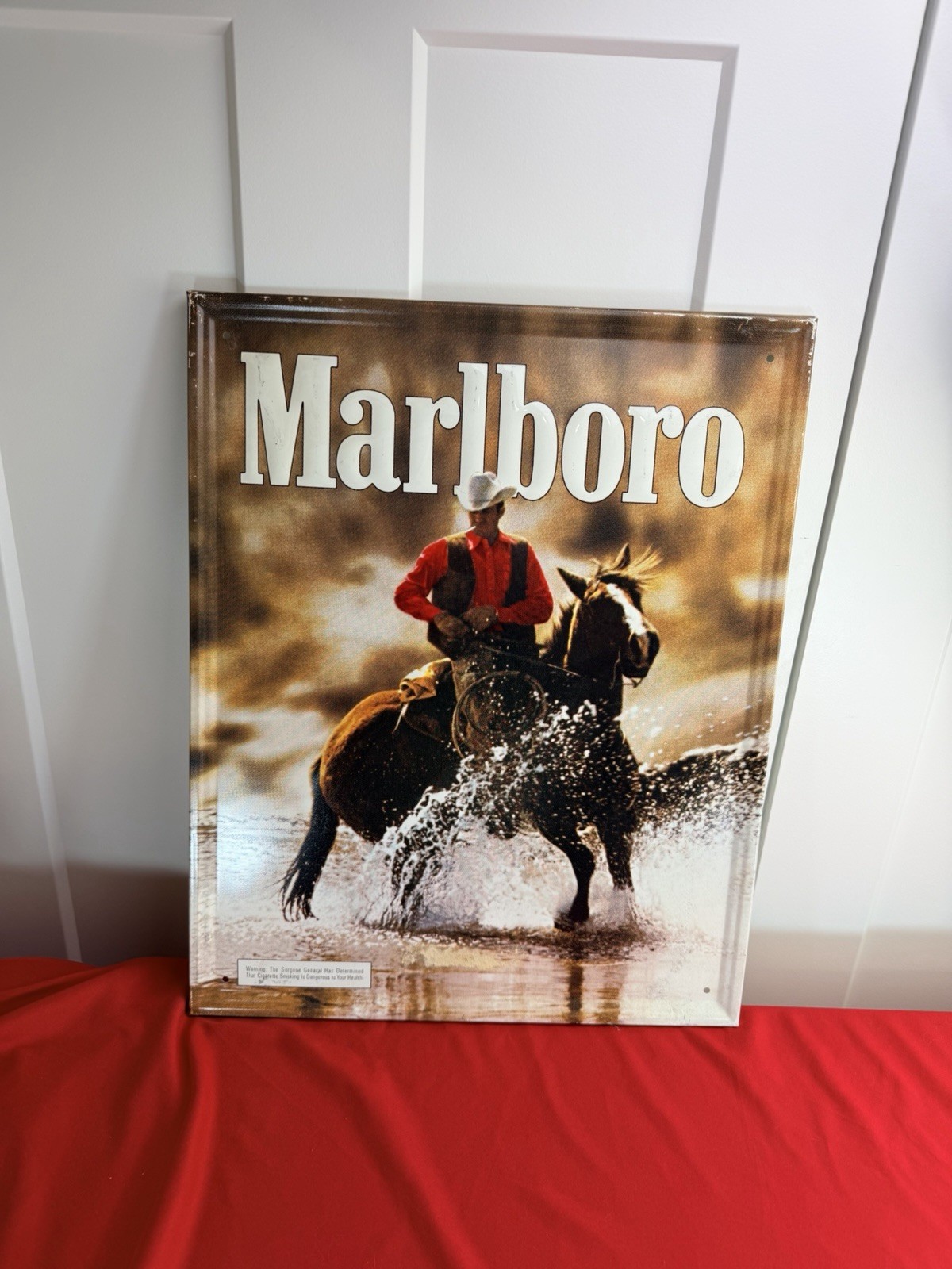 Vtg Marlboro Country Embossed Metal Sign Cowboy Horse Tobacco Advertising 24x18