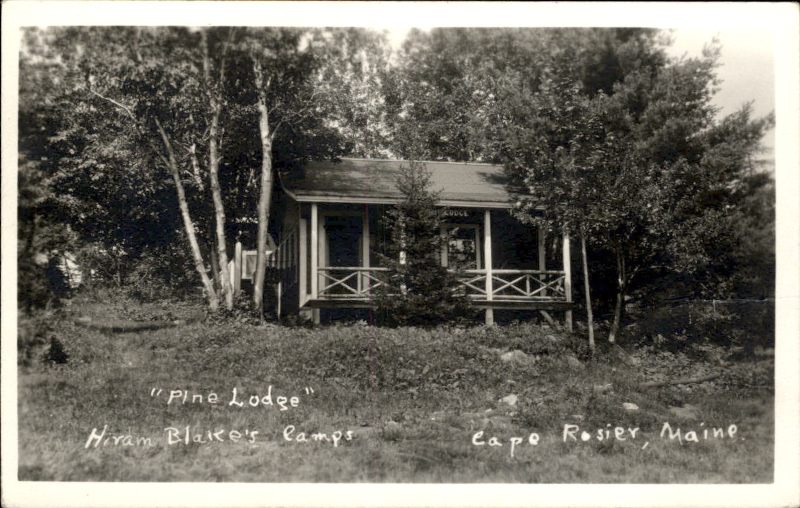 Cape Rosier Maine ME Cabin Pine Lodge c1930s-40s Real Photo Vintage Postcard bhn