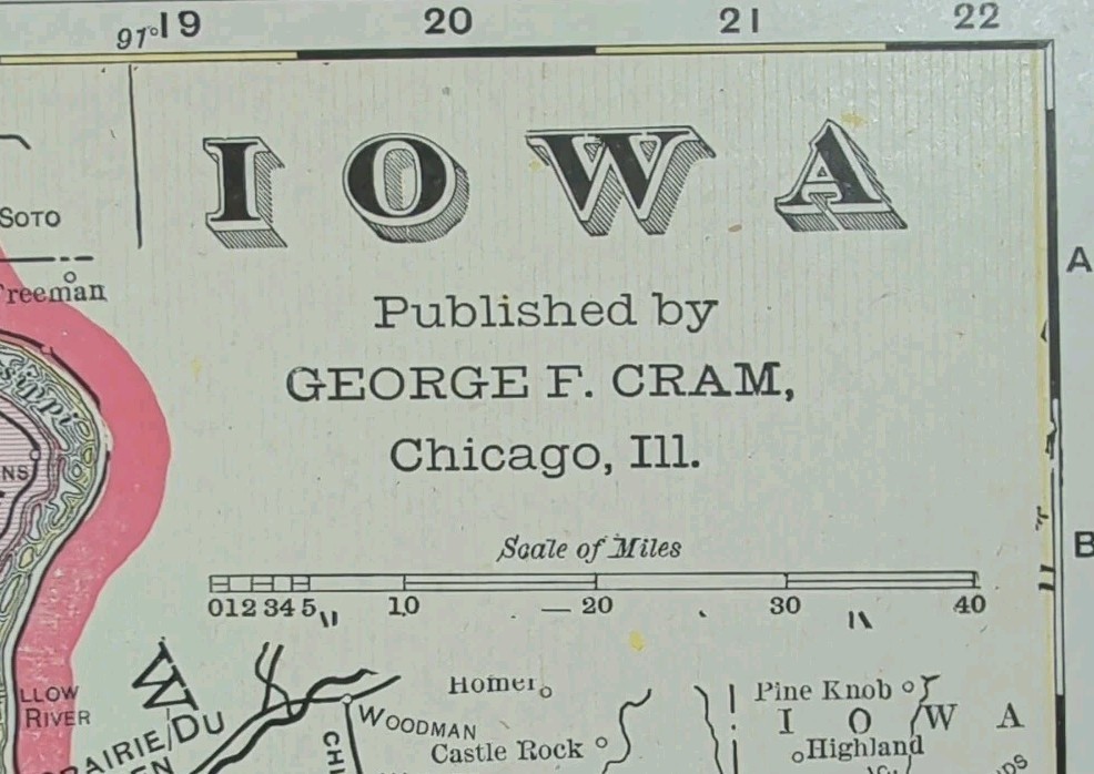 Vintage 1903 IOWA Map 22\
