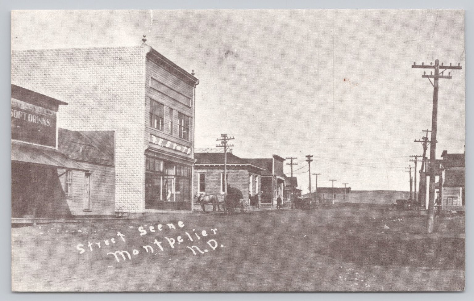 Montpelier ND Main Street Scene Reproduction Postcard c. 1914 North Dakota