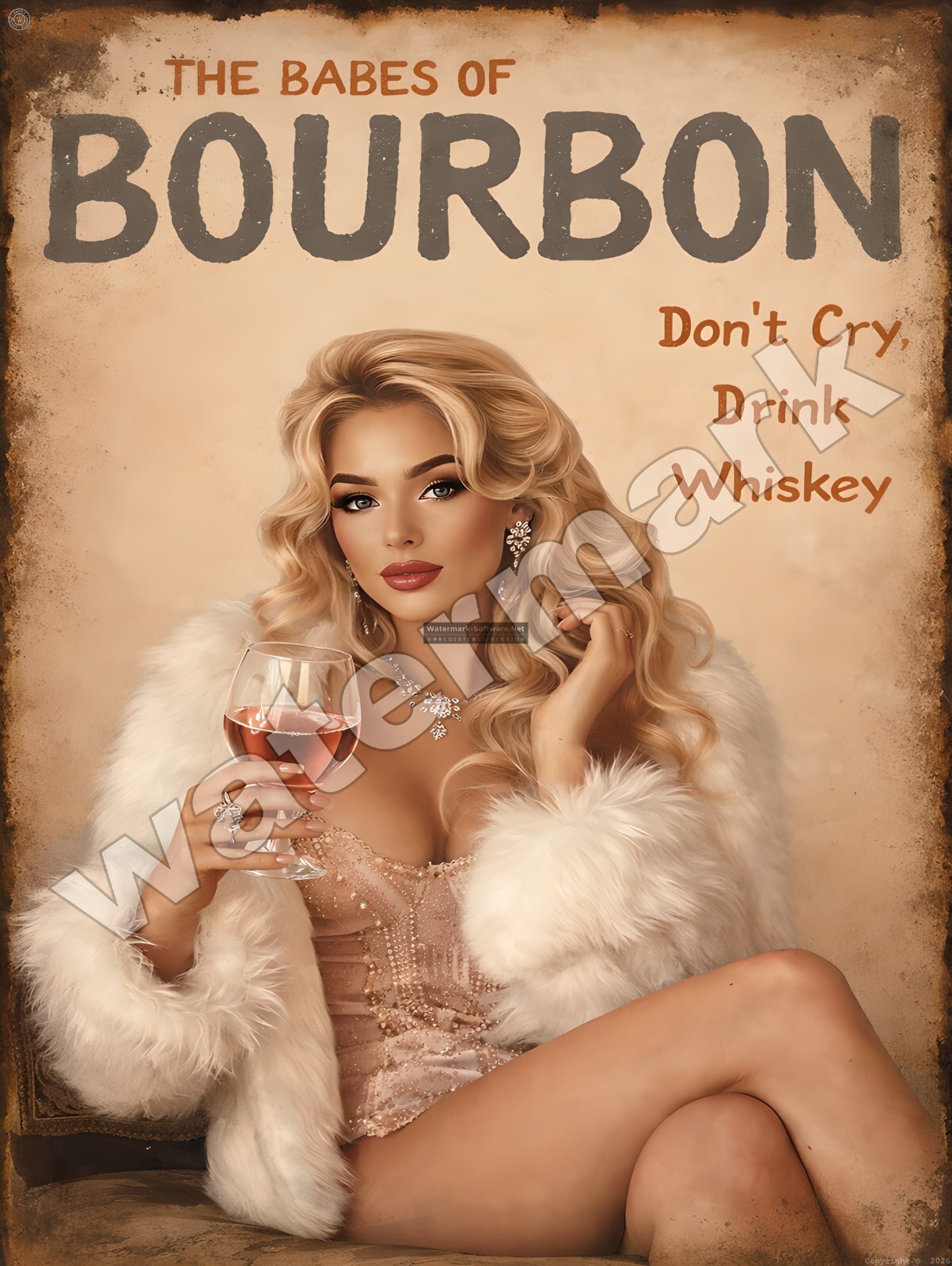 Babes of Bourbon Don't Cry Drink Whiskey  Metal Sign 9