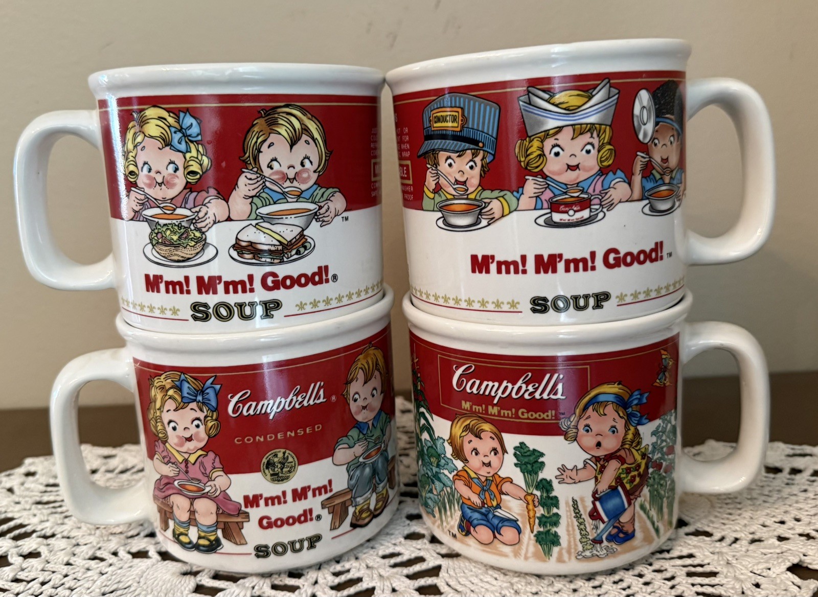 Vintage 1993 Campbell's Soup Kid Bowls Coffee Mug Cup By Westwood Set Of 4 Vintage 1993 Campbell's Soup Kid Bowls Coffee Mug Cup By Westwood Set Of 4
