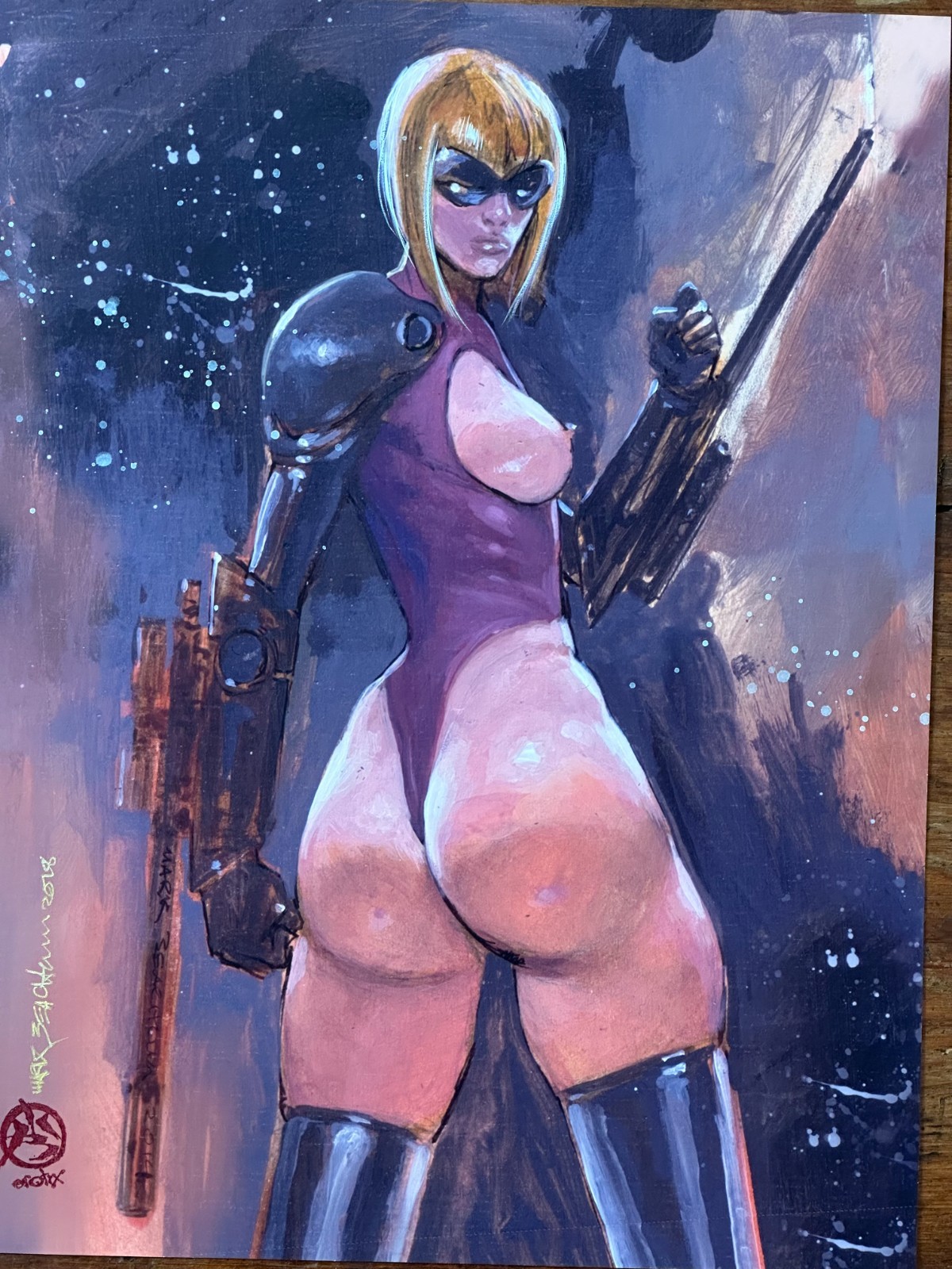 Mark Beachum PENTHOUSE COMIX BACKLASH Hand Embellished LTD Giclee Signed 2018