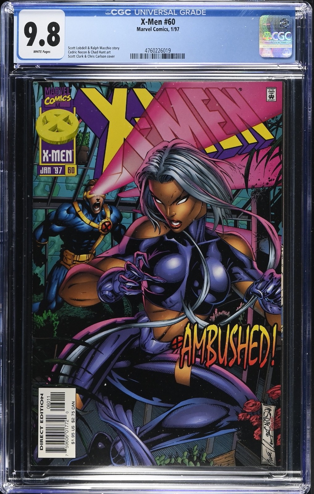 X-MEN (1991 1st Series) #60 CGC 9.8 W/P COVER BY: SCOTT CLARK & CHRIS CARLSON X-MEN (1991 1st Series) #60 CGC 9.8 W/P COVER BY: SCOTT CLARK & CHRIS CARLSON