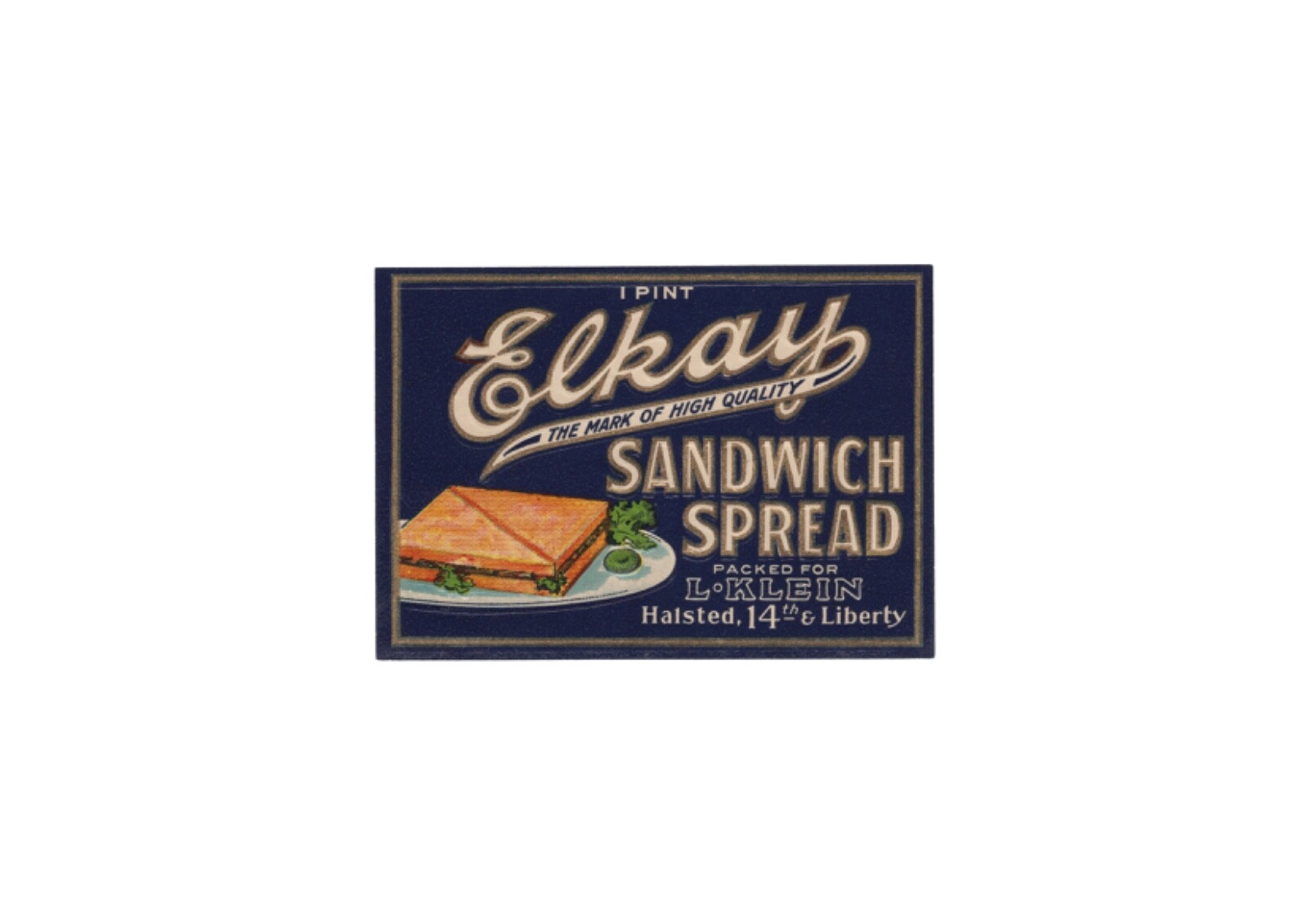 Vintage Elkay Brand Sandwich Spread Label