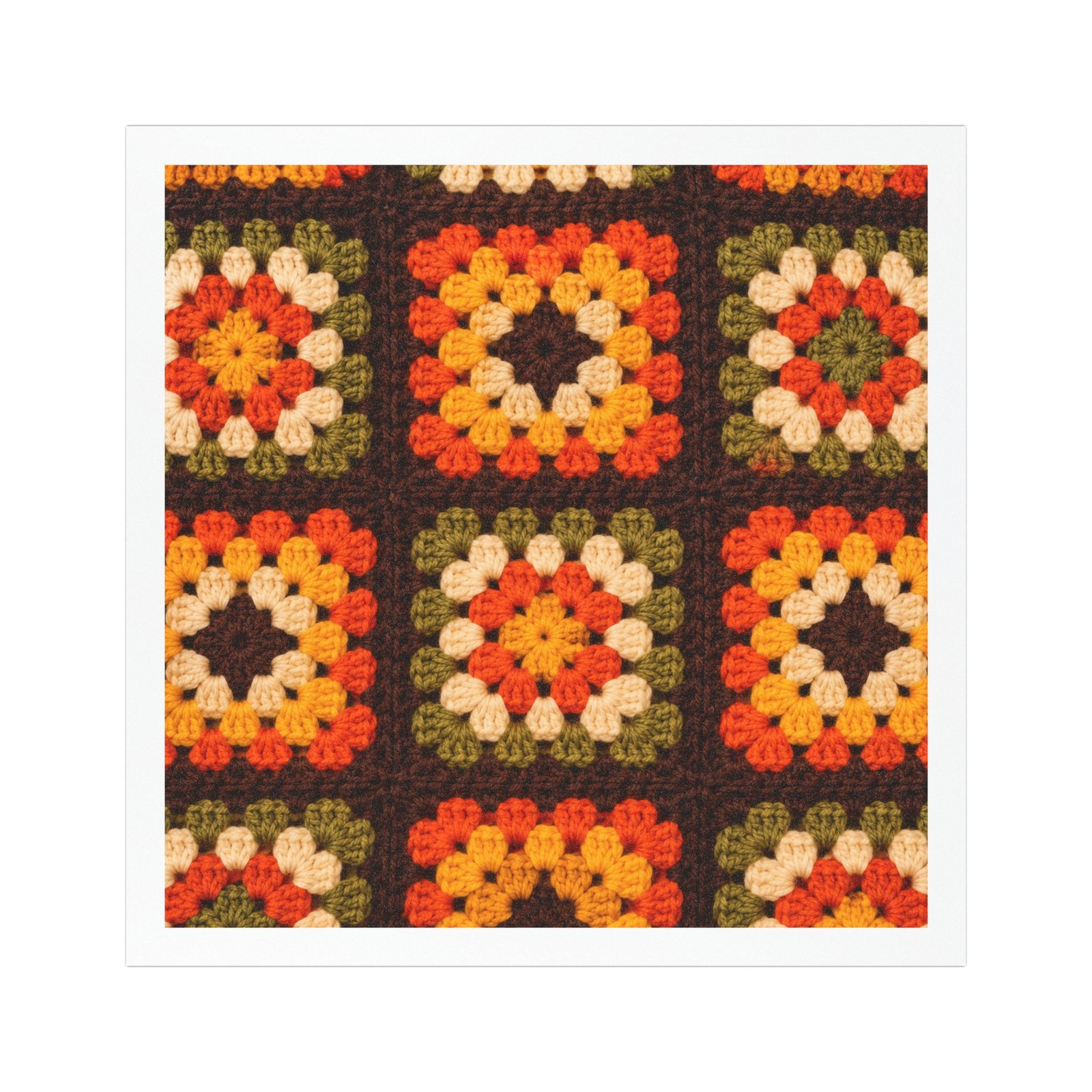 Vintage 70s Granny Square Blanket Magnet | Retro Crochet Decor Vintage 70s Granny Square Blanket Magnet | Retro Crochet Decor