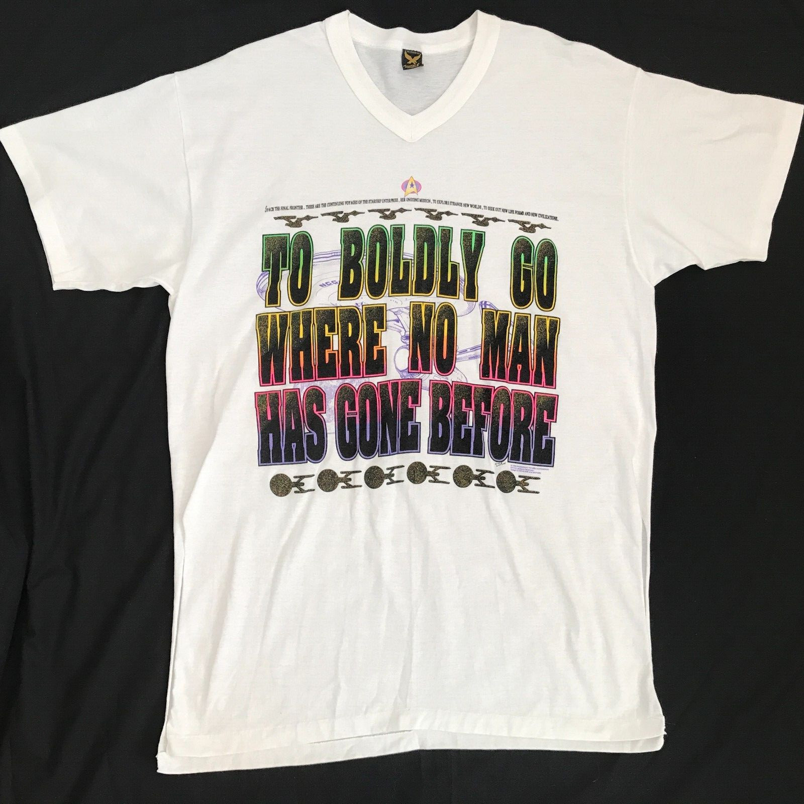 Vtg 1992 Star Trek T-Shirt Boldly Go Where No Man Has Gone USS Enterprise 2XL Vtg 1992 Star Trek T-Shirt Boldly Go Where No Man Has Gone USS Enterprise 2XL