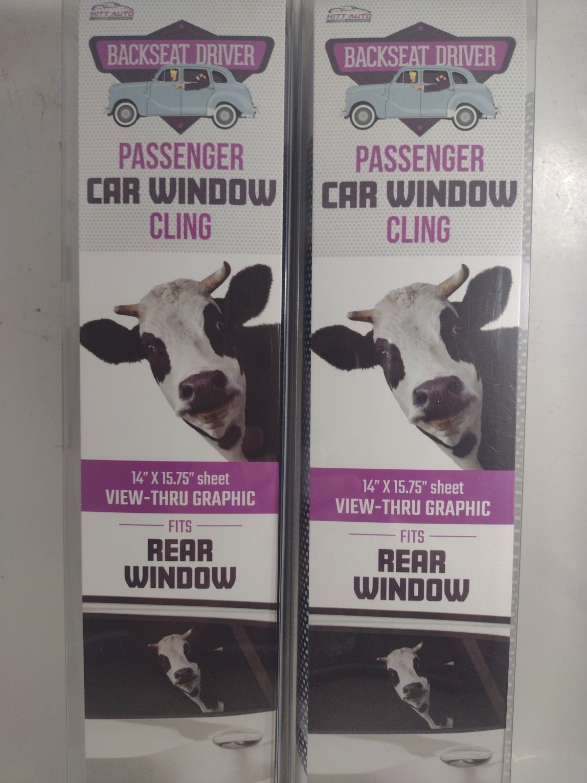 Backseat Driver Passenger Car Window Cling View-Thru Staring Cow New.   2 Pk