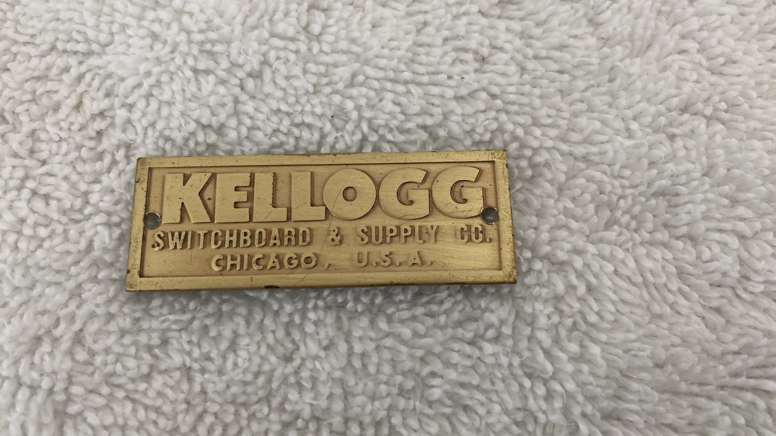 Kellogg Switchboad Antique Telephone Brass Nameplate NOS Reproduction Phone Part