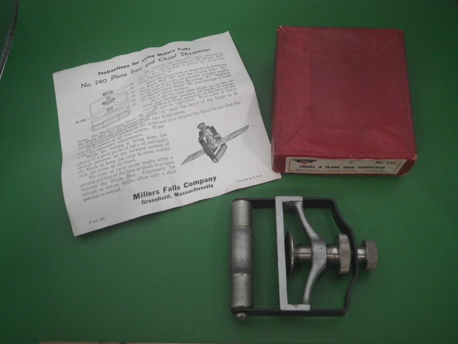 Millers Falls Toll Chisel & Plane Iron Sharpener No 240 w/ original Box etc