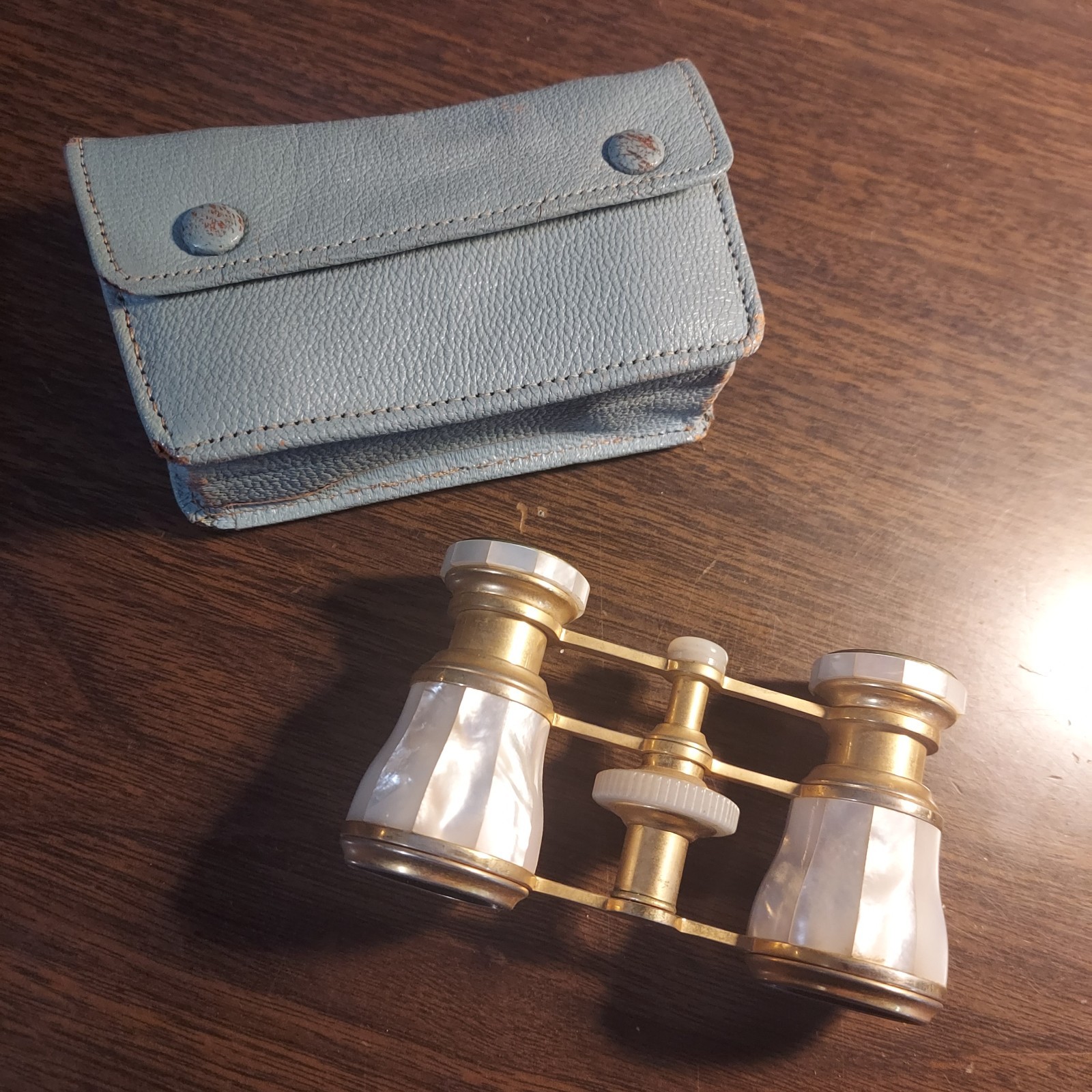 Vintage HOFFRITZ PARIS Mother of Pearl Opera Glasses w/ Original Case