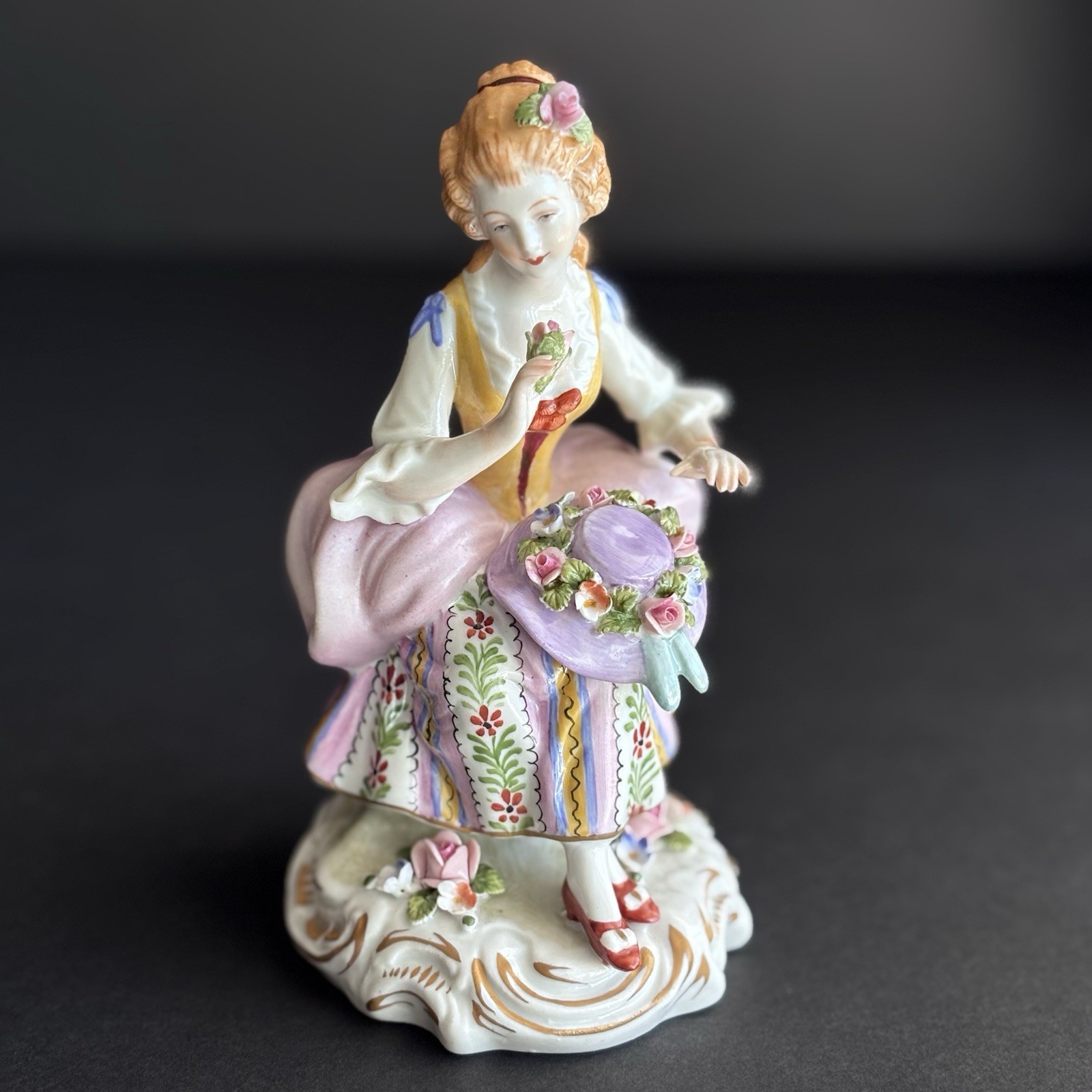Antique SITZENDORF Porcelain Figurine – Girl w/ Roses Dresden Germany Numbered Antique SITZENDORF Porcelain Figurine – Girl w/ Roses Dresden Germany Numbered