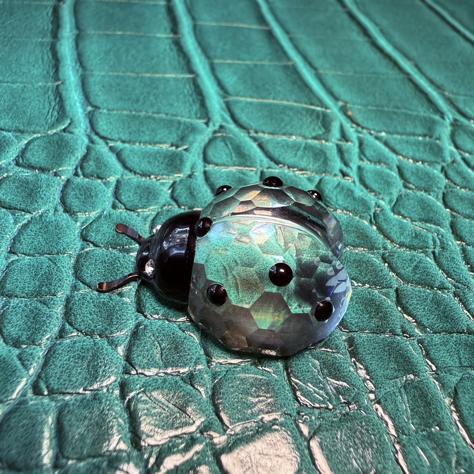 Swarovski Crystal Ladybug Faceted Figurine 1 Inch Alpha Sigma Alpha Trinket Vtg