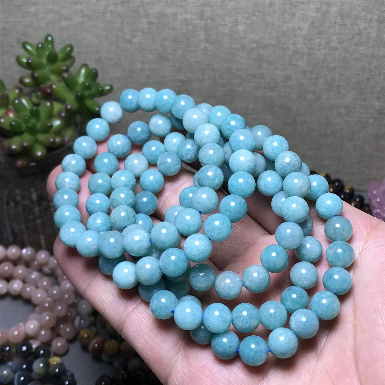 5Pcs Wholesal Natural Polish amazon stone bracelets Crystal ball 8mm 5Pcs Wholesal Natural Polish amazon stone bracelets Crystal ball 8mm