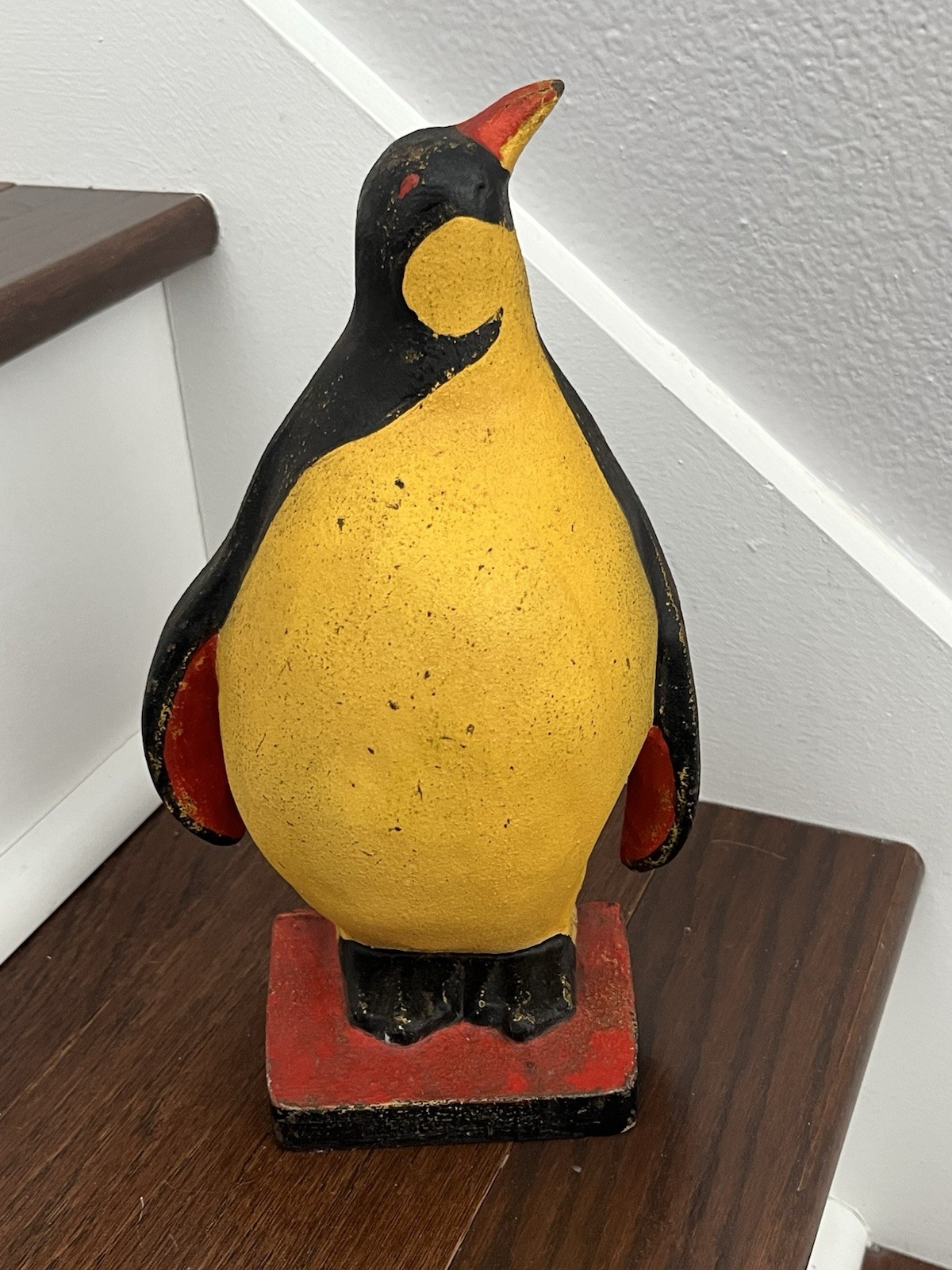 RARE ANTIQUE VINTAGE CAST IRON PENGUIN DOORSTOP STATUE