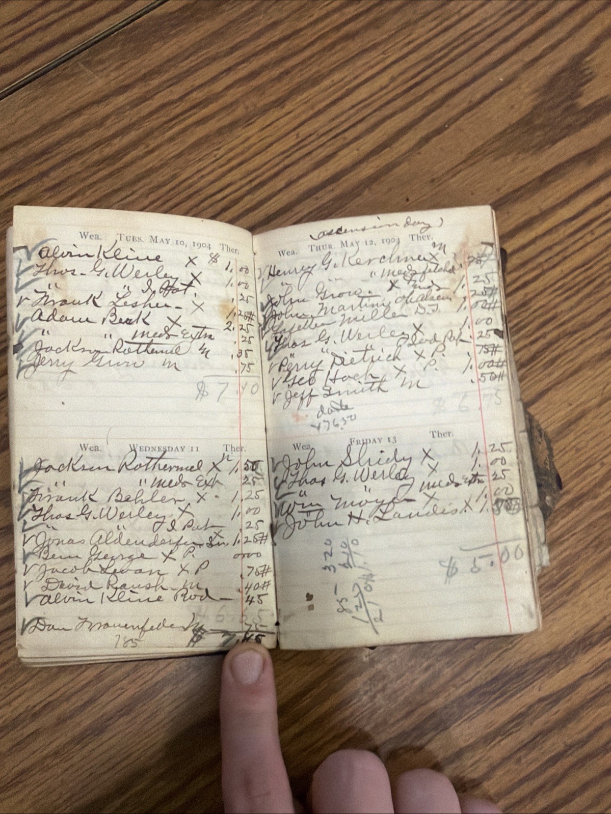 1904 Antique Veterinary Business Ledger Berks County Handwritten Dreibelbis Dr.