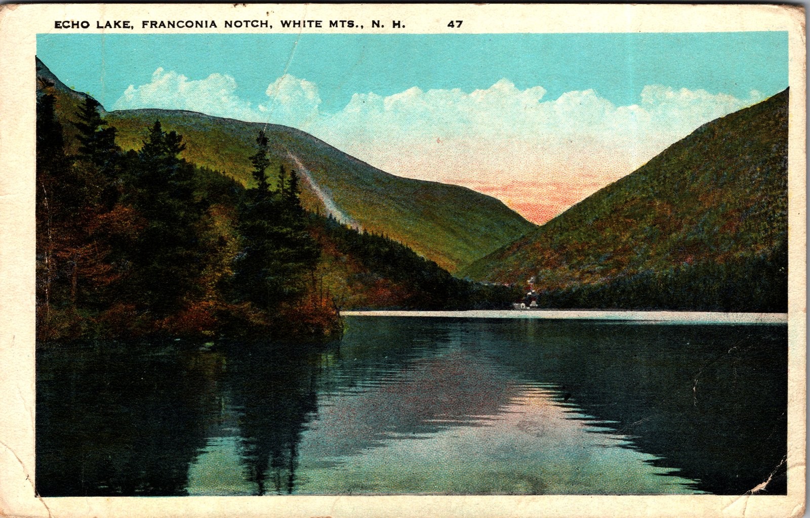 1920s Echo Lake Franconia Notch White Mountains NH Postcard Hartman Card
