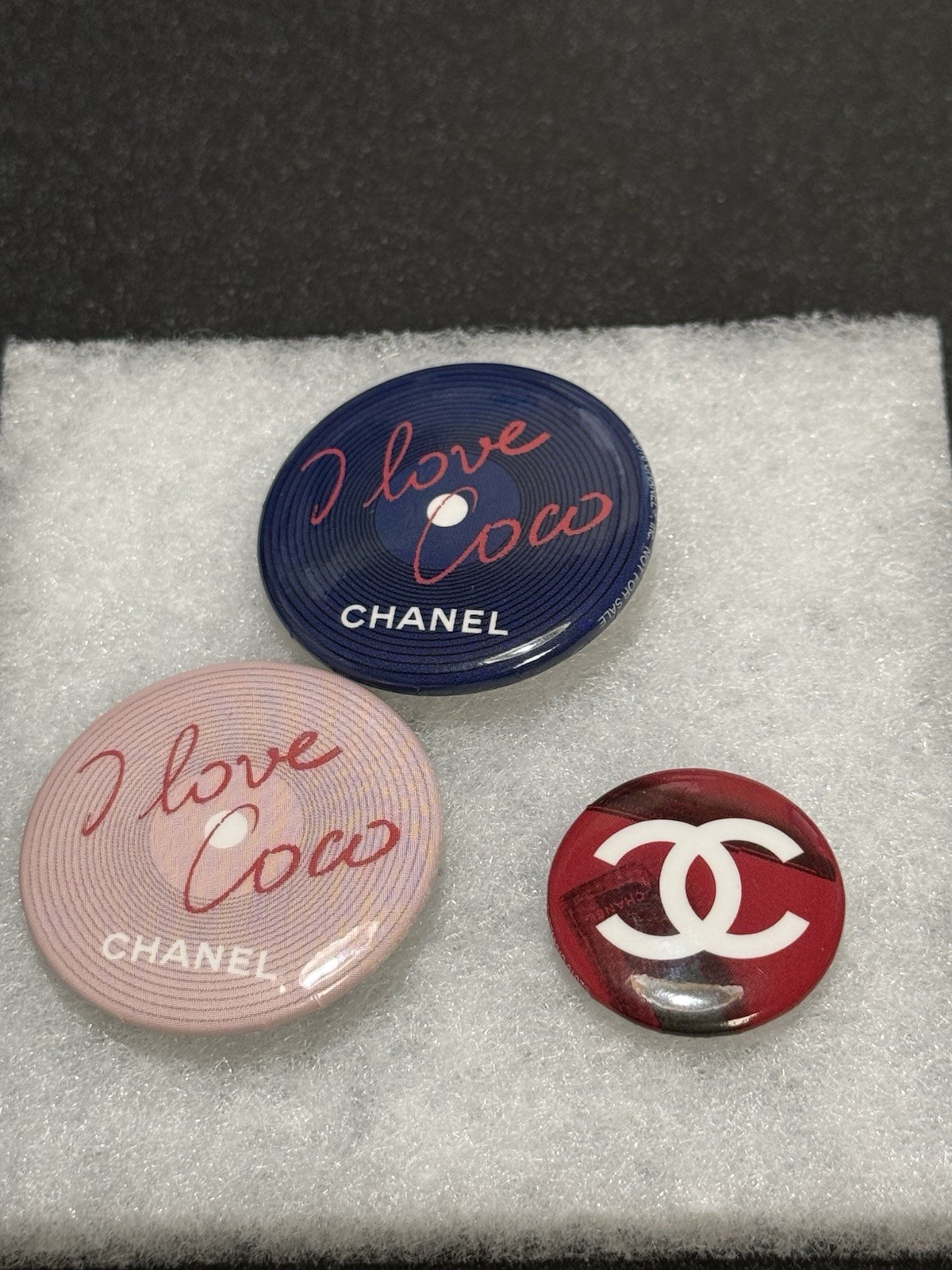 Authentic 2016 Chanel “I Love Coco” Promotional Pins – Lot of 3