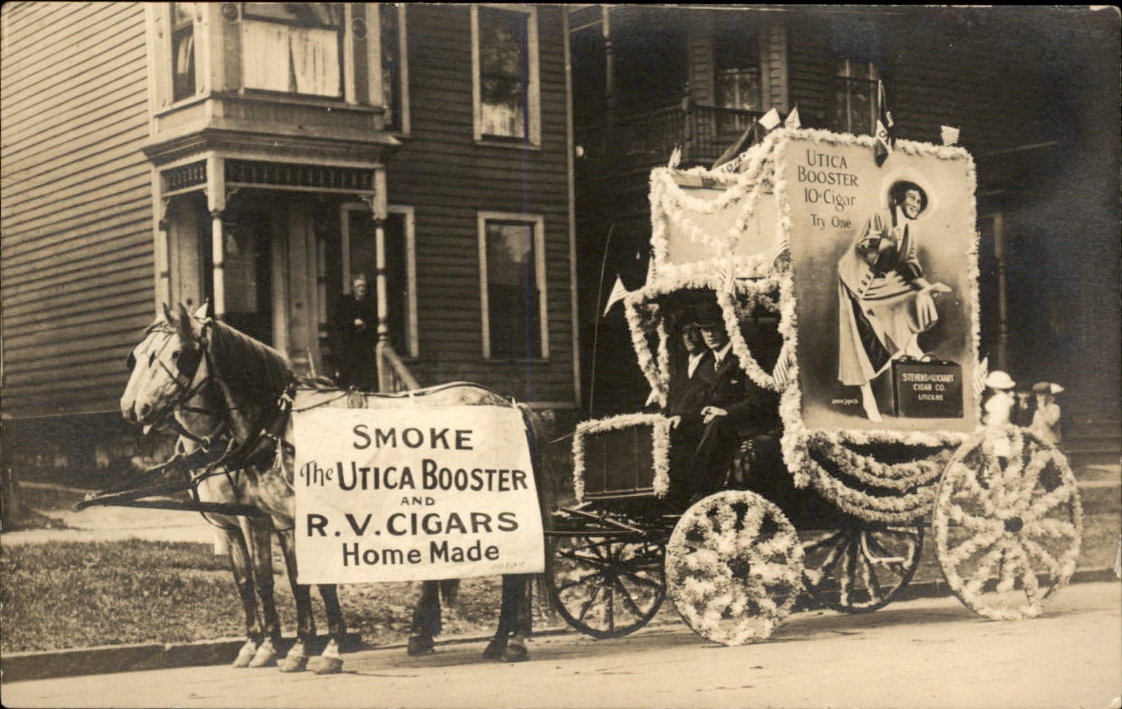 Utica NY Cigar Parade Float A++ BEST OF THE BEST RPPC c1910 Postcard bhn Utica NY Cigar Parade Float A++ BEST OF THE BEST RPPC c1910 Postcard bhn