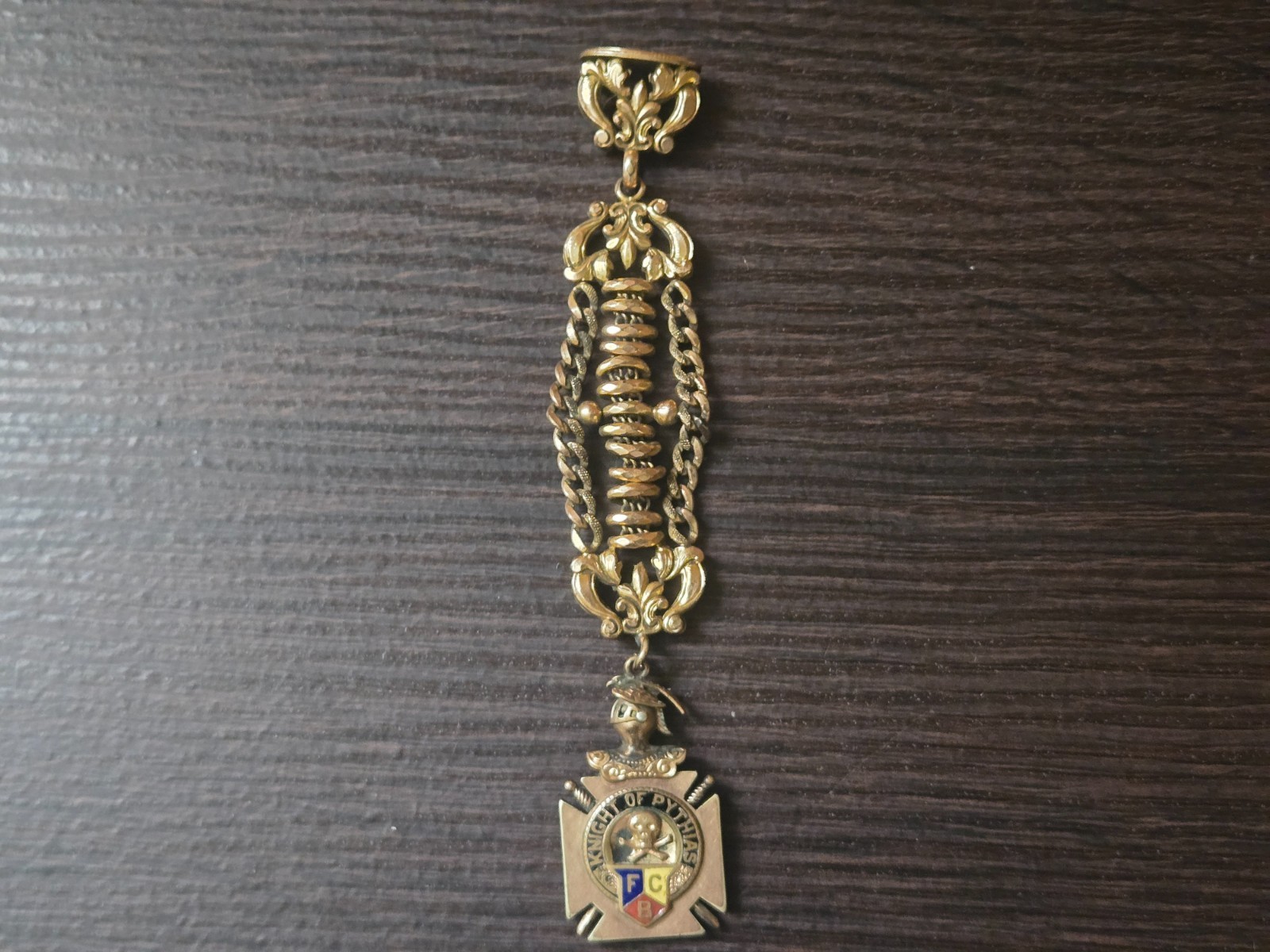 Vintage Knights of Pythias FCB Watch Fob Chain Fraternal Gold Tone Ornate Vintage Knights of Pythias FCB Watch Fob Chain Fraternal Gold Tone Ornate