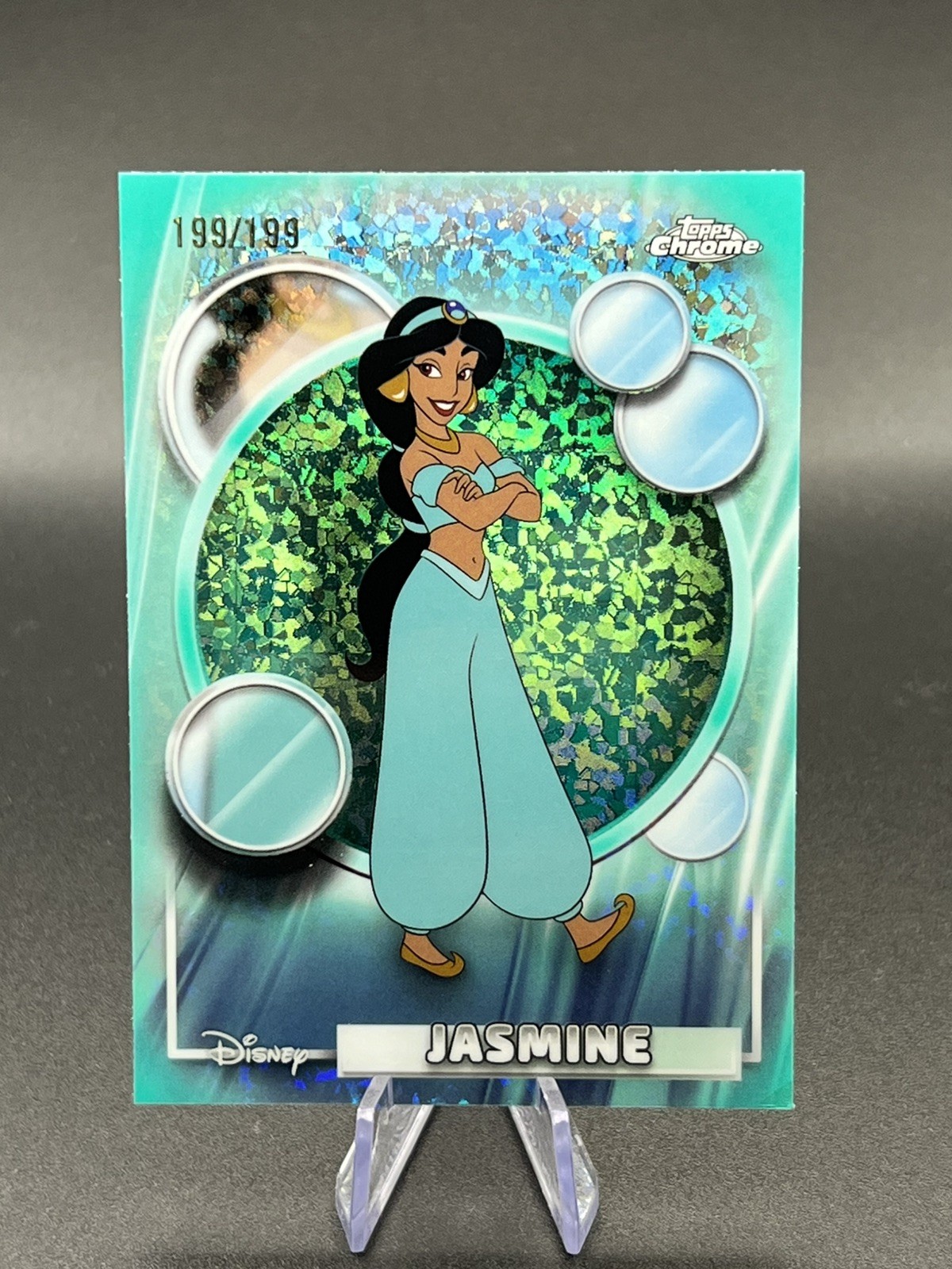 2026 Topps Chrome Disney Jasmine #82 Aqua Mini Diamond Refractor 199/199 2026 Topps Chrome Disney Jasmine #82 Aqua Mini Diamond Refractor 199/199