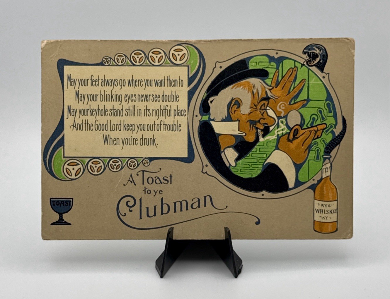 Vintage 1913 Comic Drinking Postcard A Toast To Ye Clubman Series 1 Whiskey Hobo Vintage 1913 Comic Drinking Postcard A Toast To Ye Clubman Series 1 Whiskey Hobo