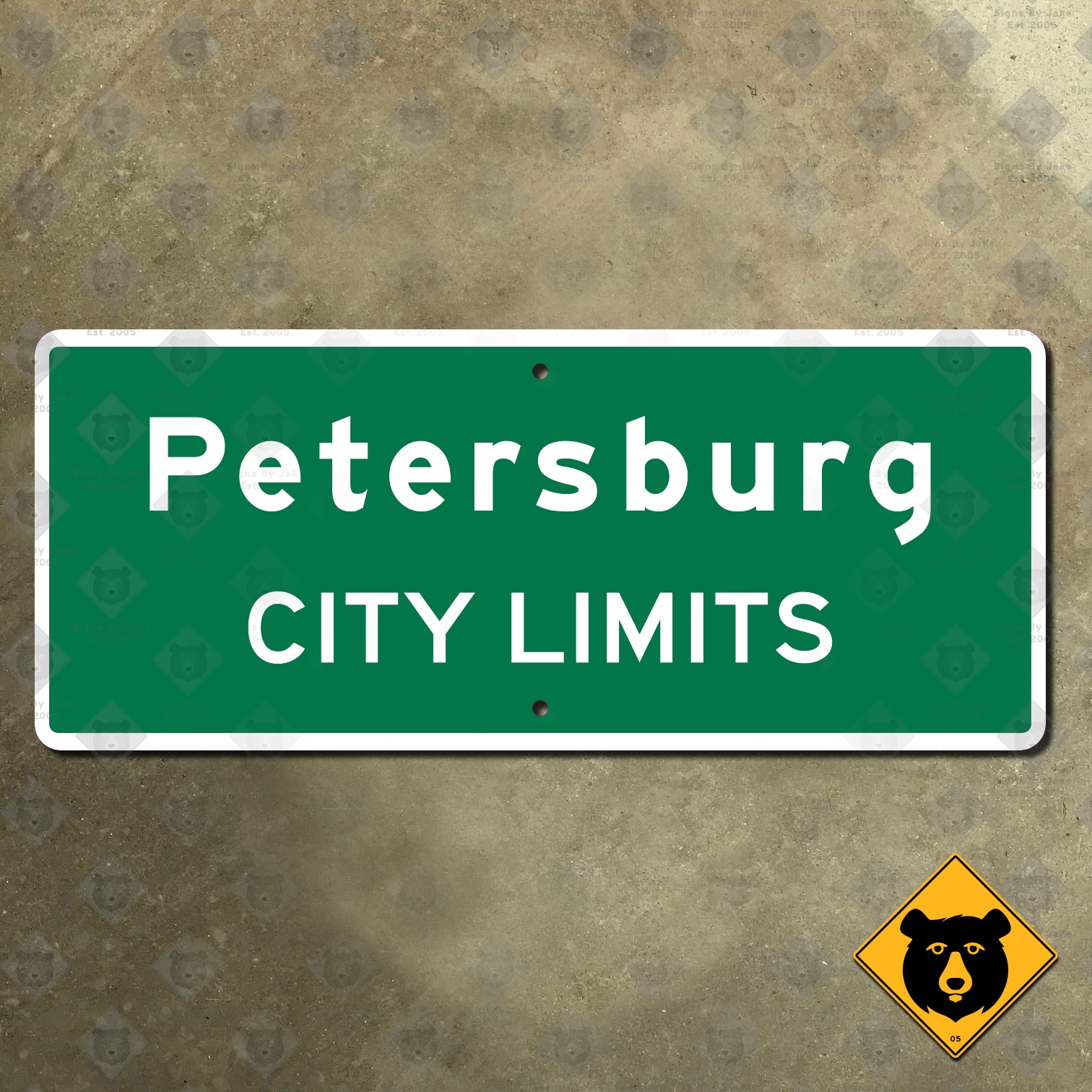 Petersburg Virginia city limits highway road sign marker boundary 24x10