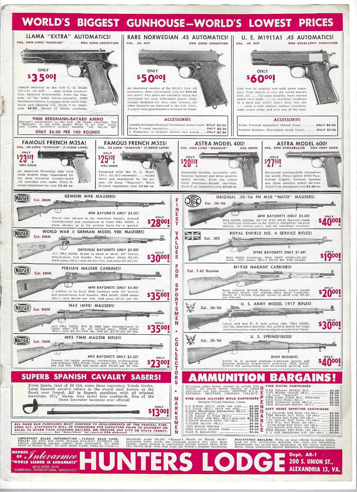 1966 Hunter's Lodge Gunhouse Alexandria VA Vintage Print Advertisement 1966 Hunter's Lodge Gunhouse Alexandria VA Vintage Print Advertisement