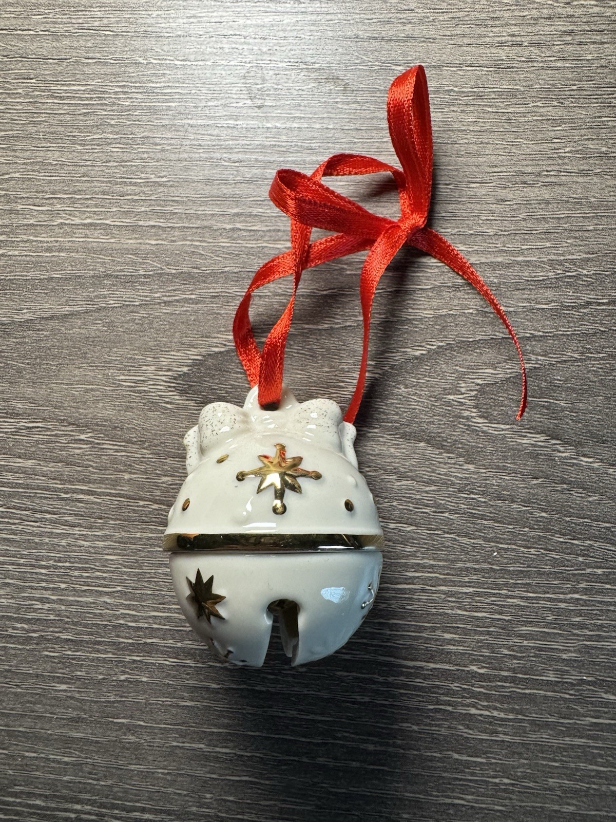 Lenox Just Jingles Tree Bell Christmas Holiday Small Ornament White Gold