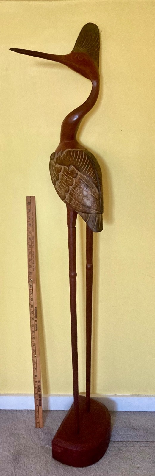 Vintage Hand Carved Wooden Heron Crane Egret Bird Folk Art Figurine Sculpture Vintage Hand Carved Wooden Heron Crane Egret Bird Folk Art Figurine Sculpture