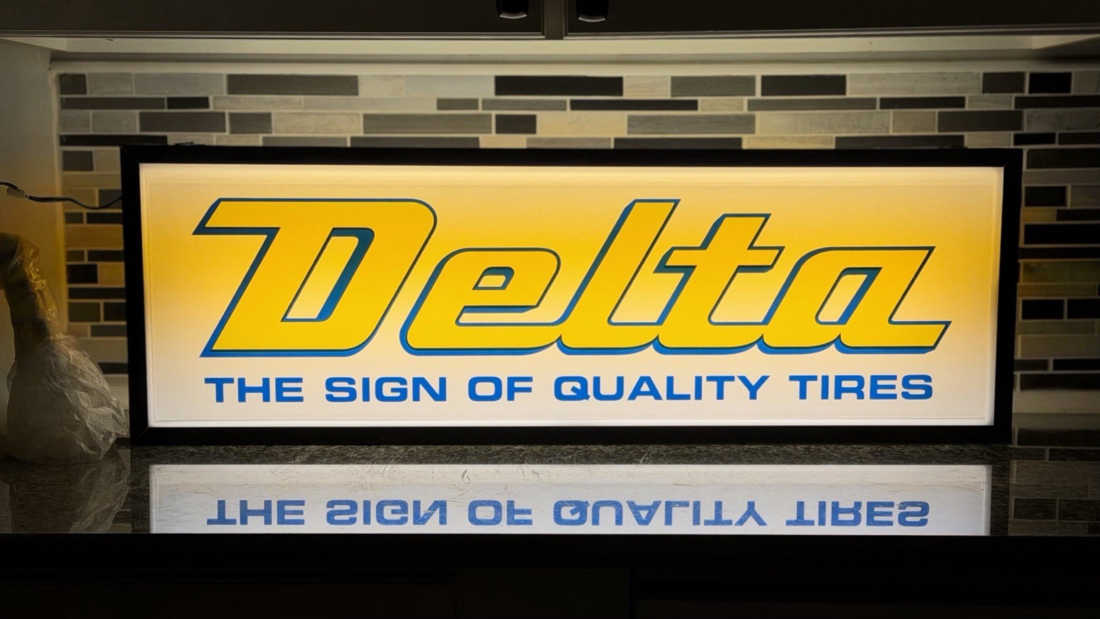 FREE SHIPPING Vintage 1990s NOS Delta Tires Double-Sided Lighted Sign Rare